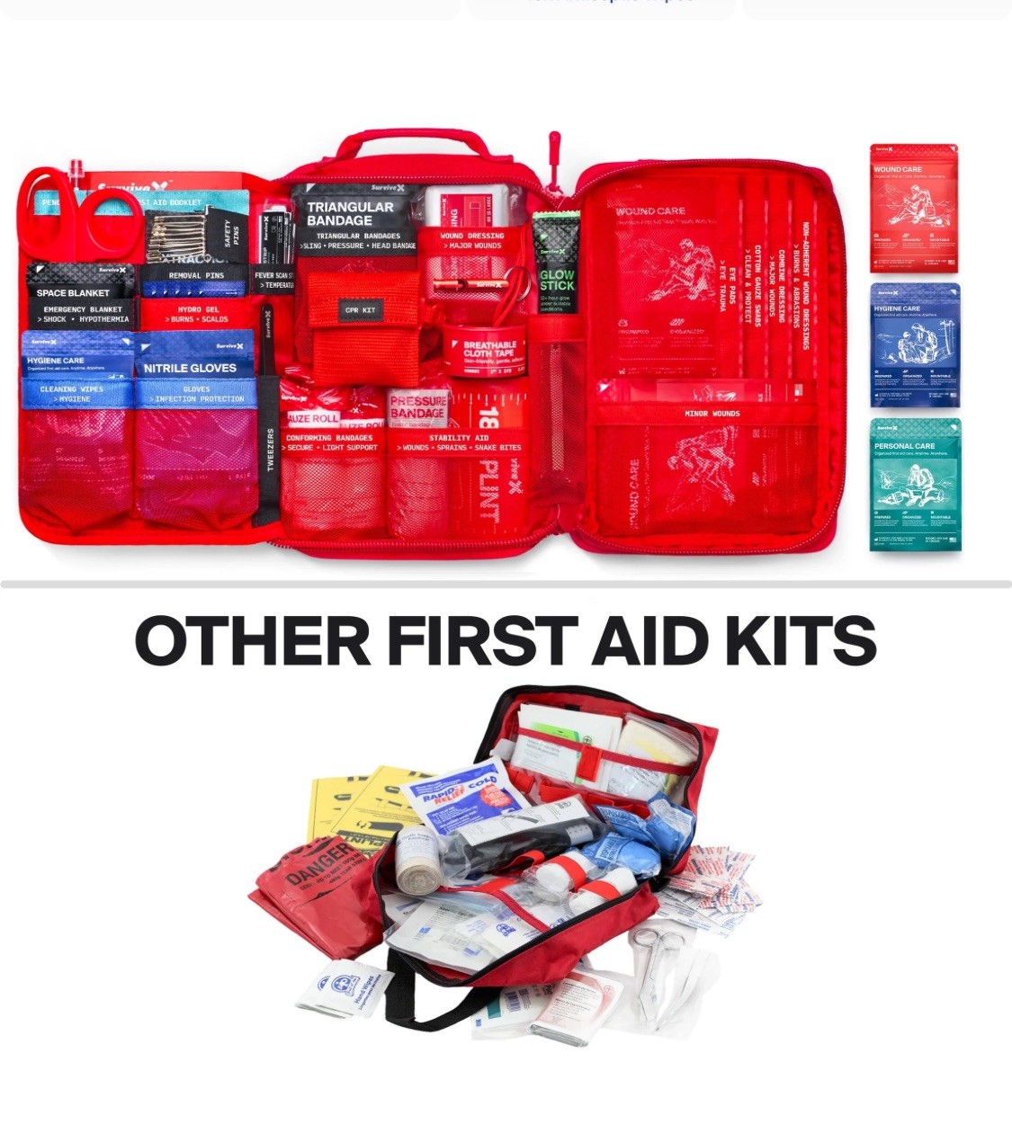Survive X Large First Aid Kit Color Coded for Car Travel Home Camping Backpack