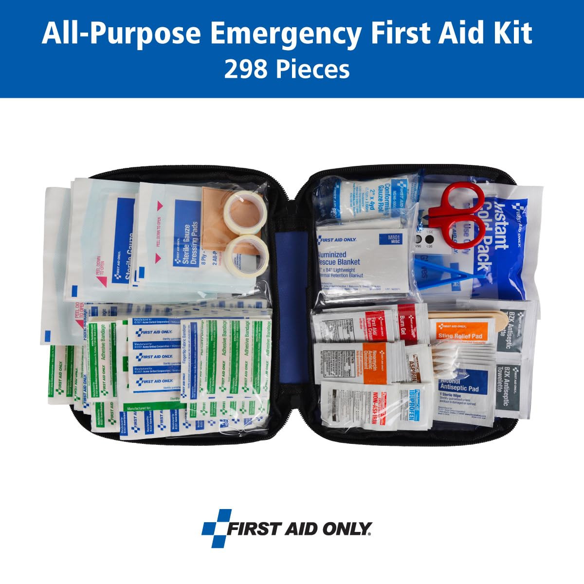 299 Piece All-Purpose Emergency First Aid Kit for Home, Office, Car, Apartment,