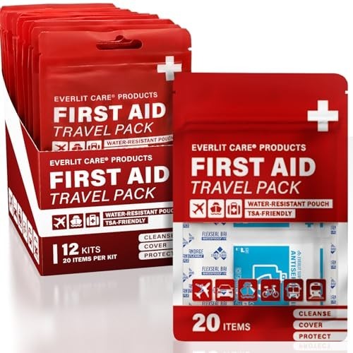 Portable Travel First Aid Kit | 12 Pack Mini Bandages & Essentials | Compact Wat
