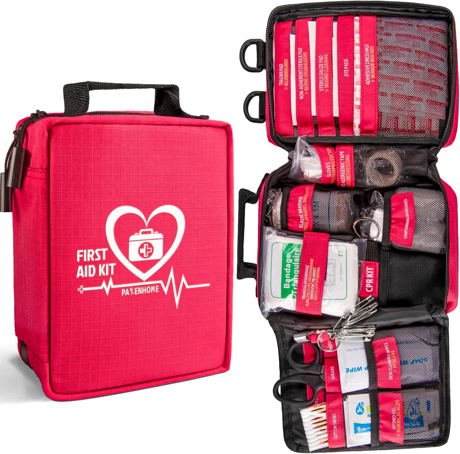 First Aid Kit, Trauma First Aid Kits with Labelled Compartments Molle System