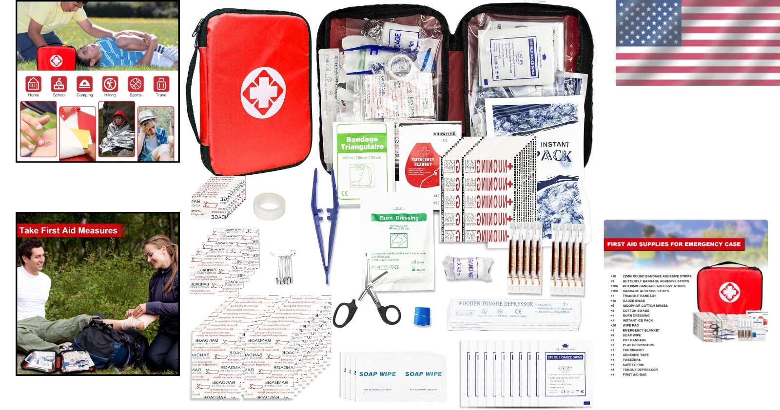 300-Piece Portable Travel First Aid Kit for Outdoor Adventures & Emergencies