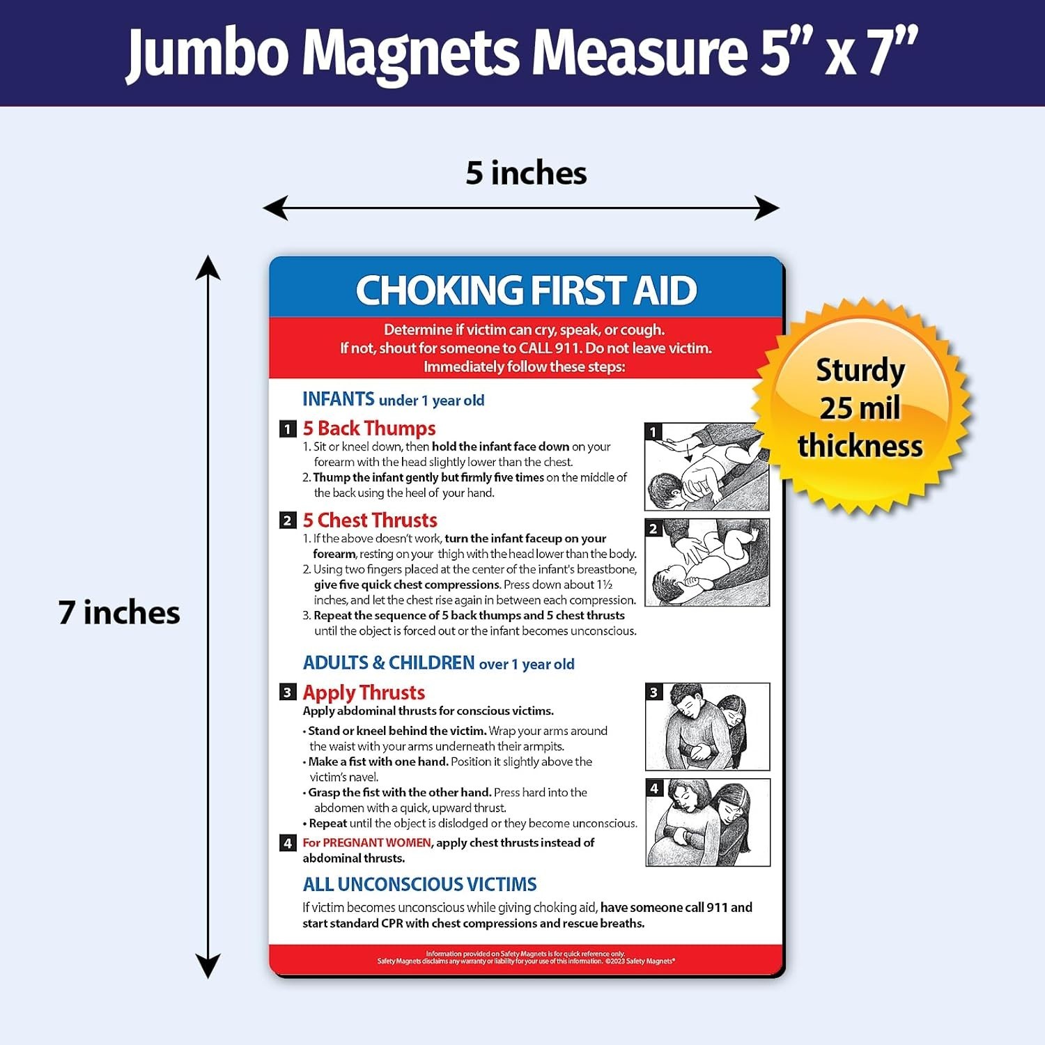 Heimlich Maneuver Instructions Magnet – Essential Choking First Aid 5"x7"
