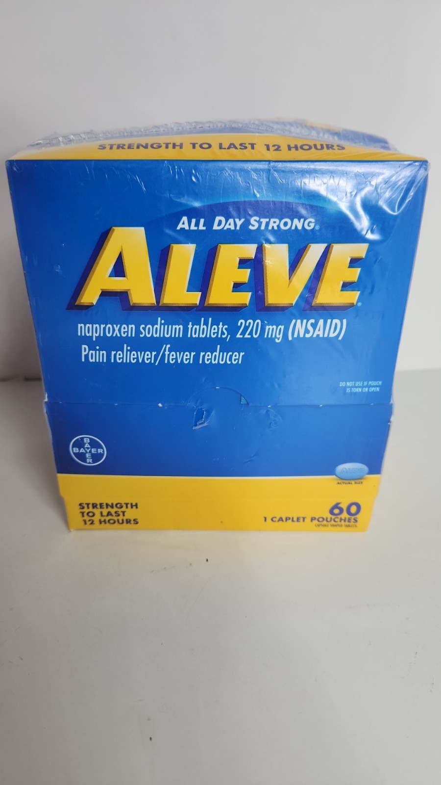 ALEVE Pain Reliever, 60 – 1 Caplet Pouches, Dispenser, Fever Reducer, Free Shipp