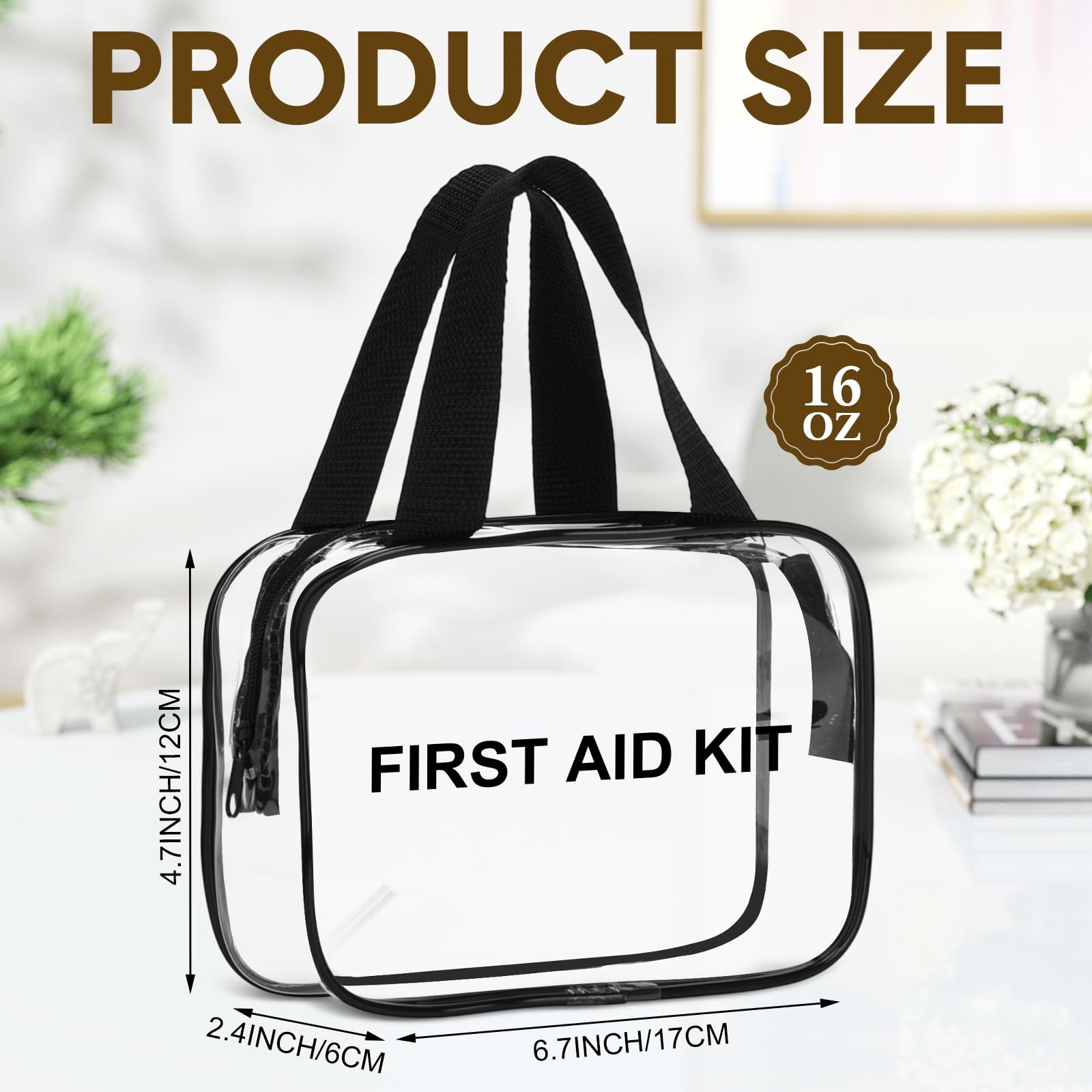 16 Pcs First Aid Kit Bag Empty Bulk Portable Clear Pouch Zippered Waterproof …