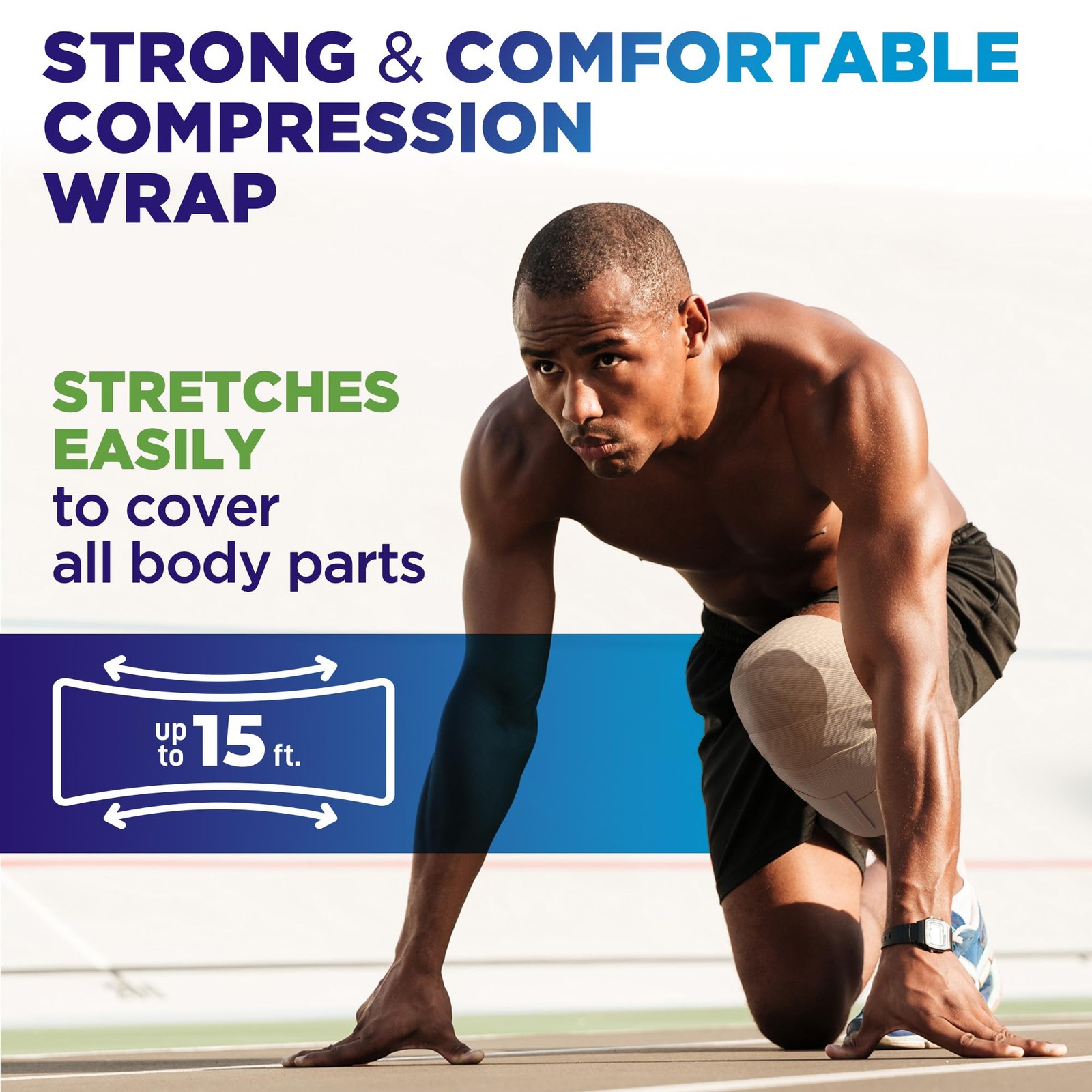 Premium Elastic Bandage Wrap – 3” (2pk) – Strong Compression – 2 Pack, Beige