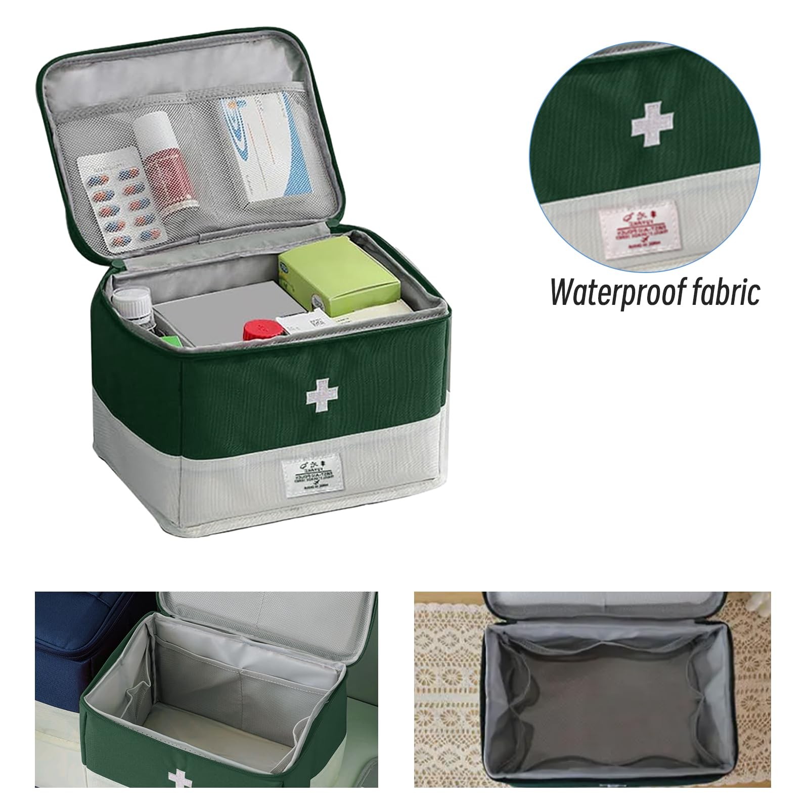 XPAPOV Travel Medicine Bag 27 x 20 x 19 cm / 10.63 x 7.87 x 7.48 in, Green