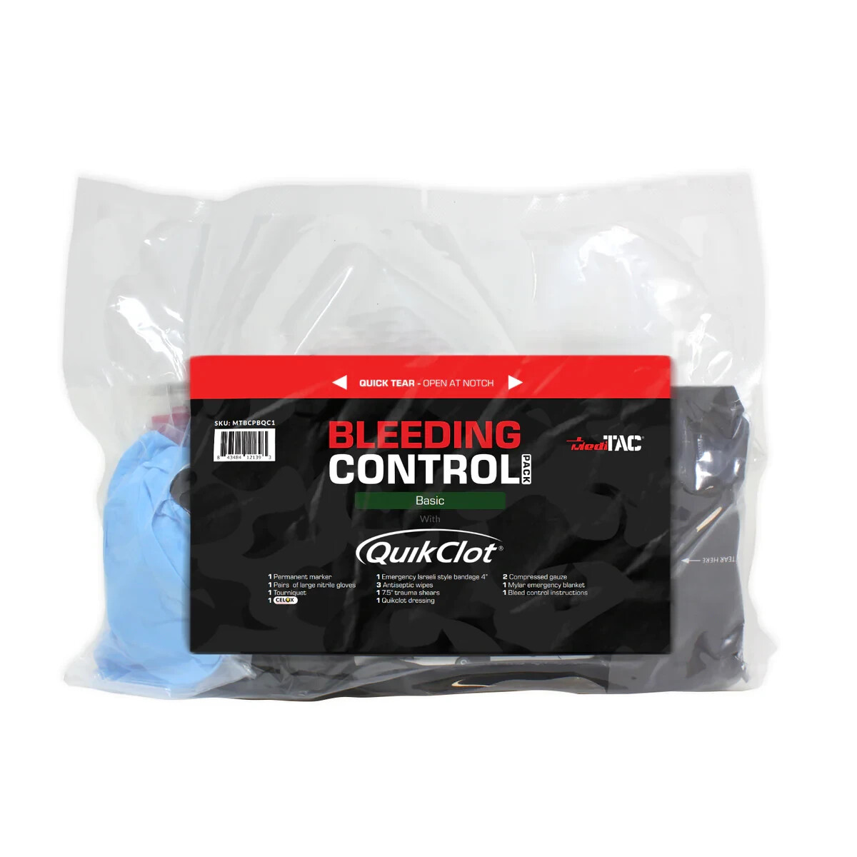 MediTac Bleeding Control Pack Stocked First Aid Kit QuikClot Celox with IFAK BAG