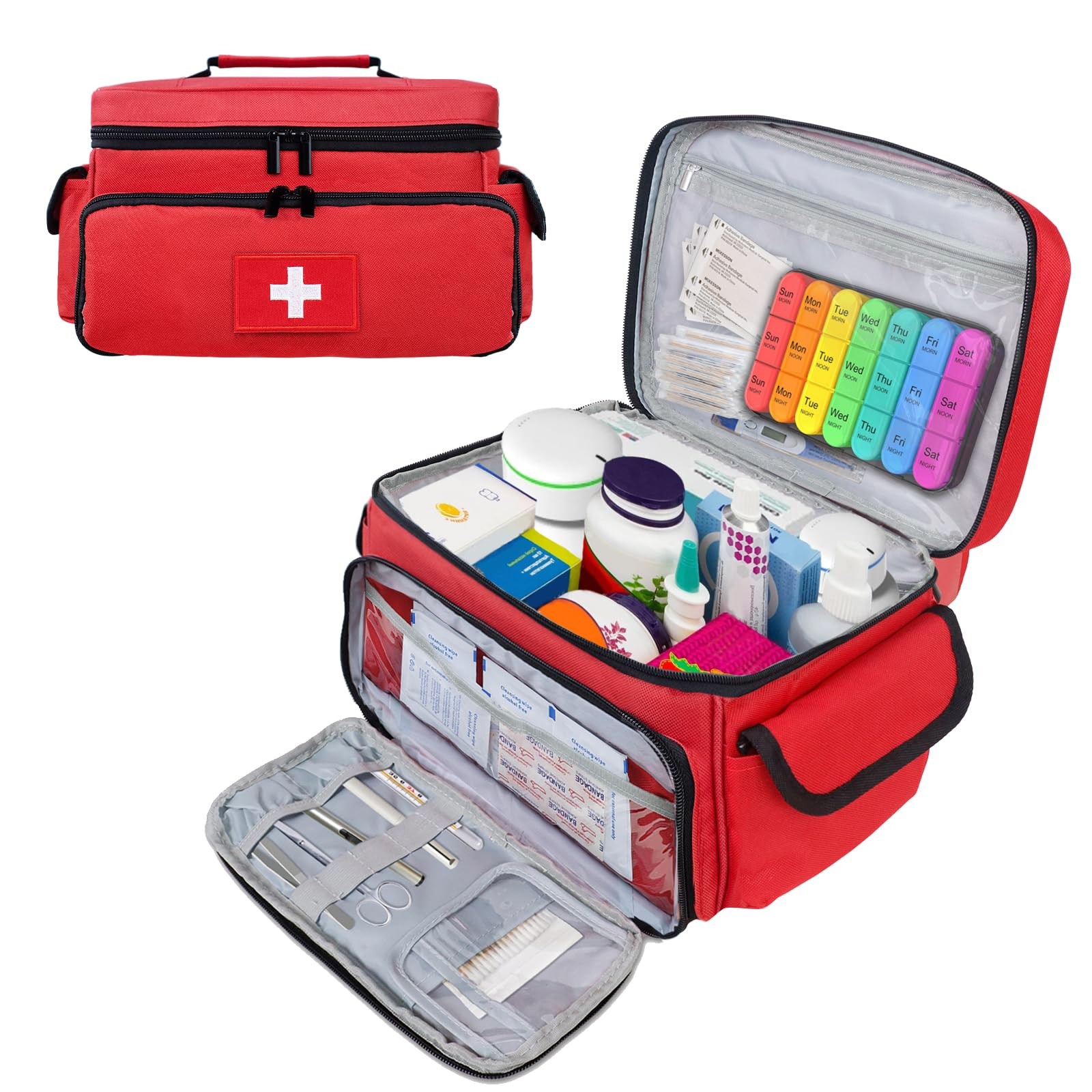 ALSLEA First Aid Bag Empty First Aid Kit Storage Box 12" x 9" x 7" Medical Ba…