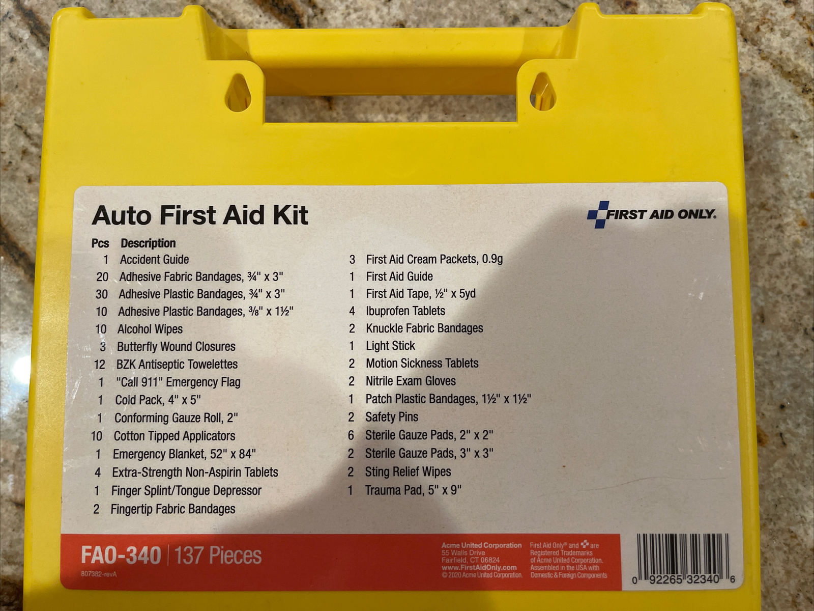 First Aid Only Essentials First Aid Kit For 5 People, 138 Pieces/Kit FREE SHIP!