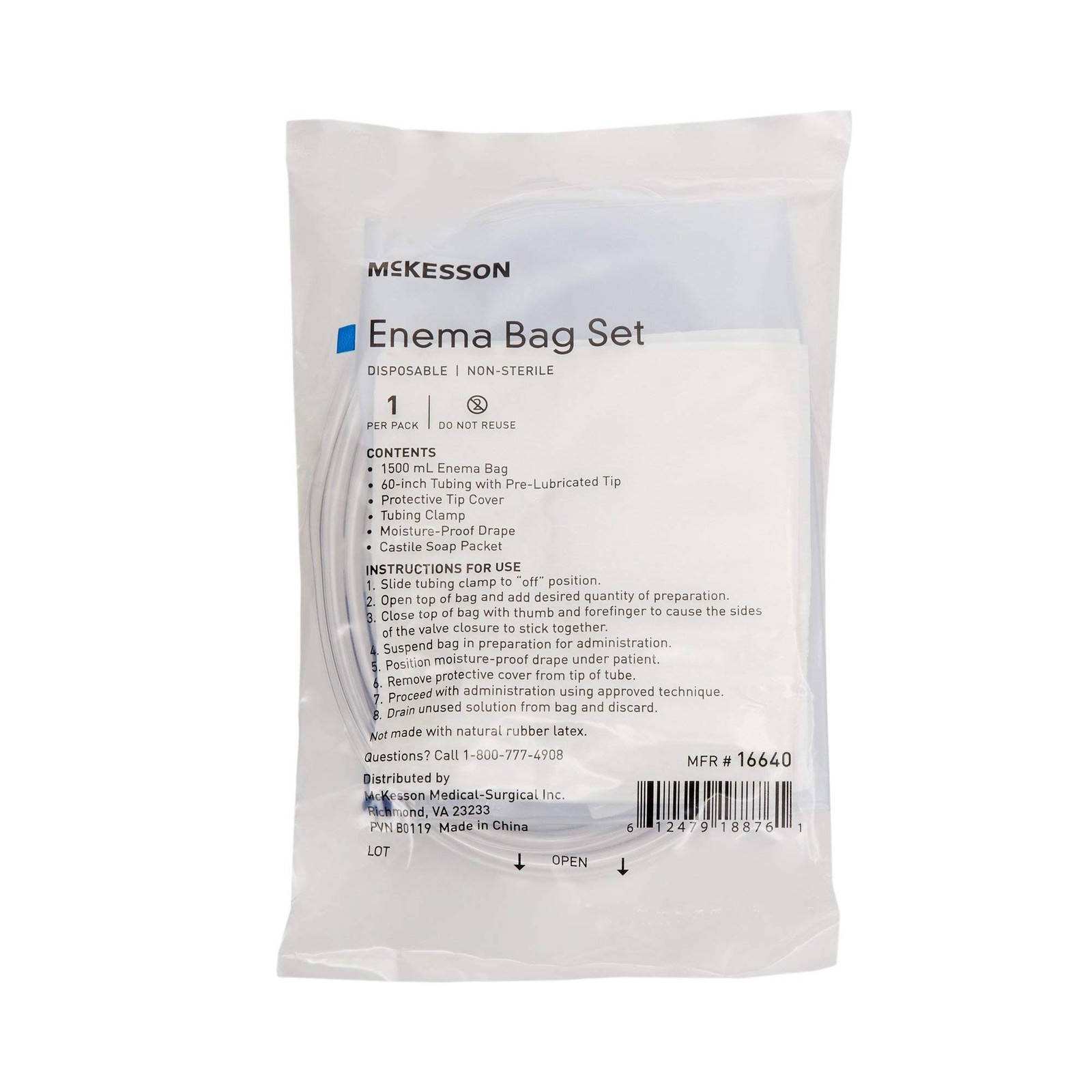 McKesson Enema Bag Set, Non-Sterile, Single Use, Disposable, 50 Count Navy