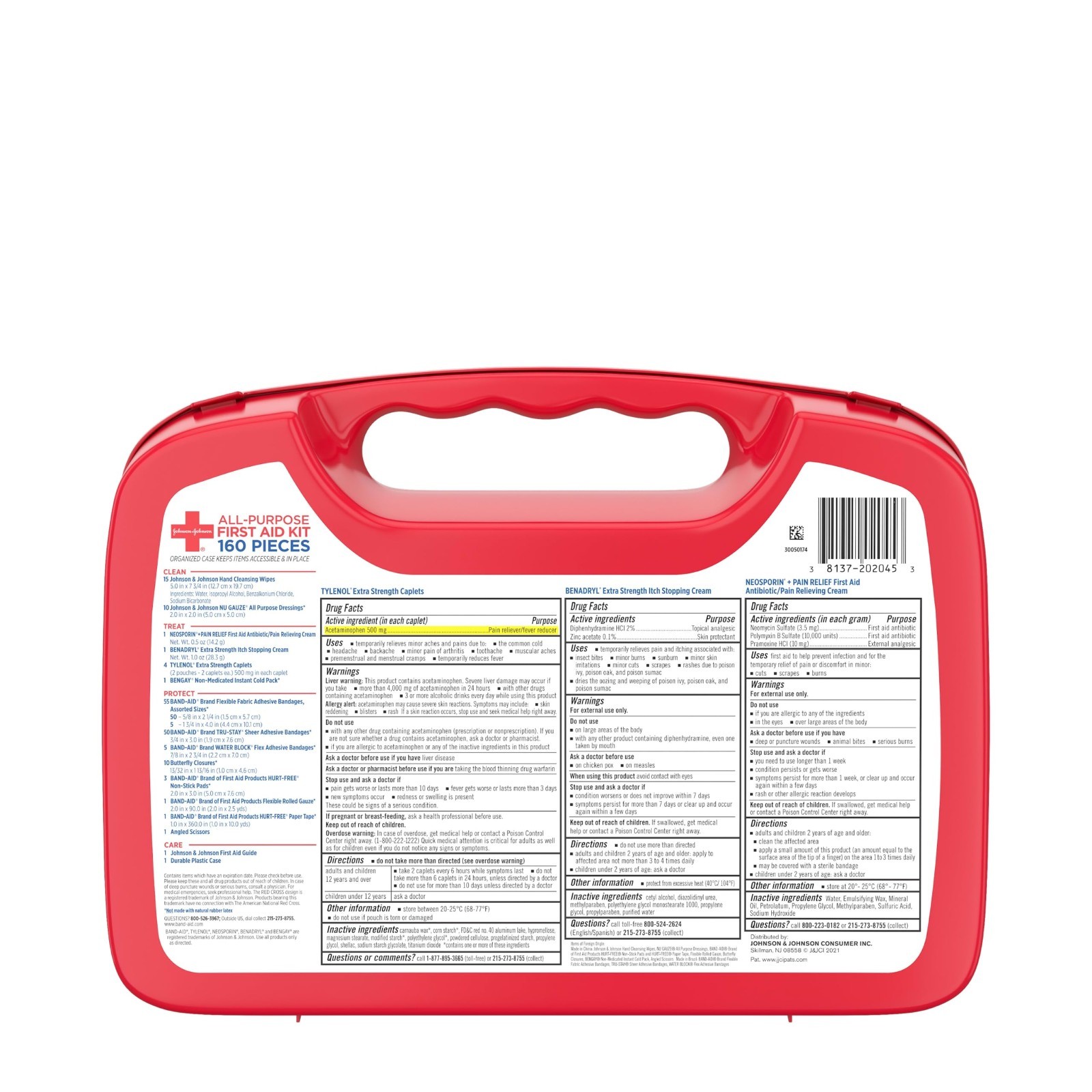 Portable First Aid Kit – 160 Pieces for Cuts, Scrapes, Burns & Wound Care – Trav