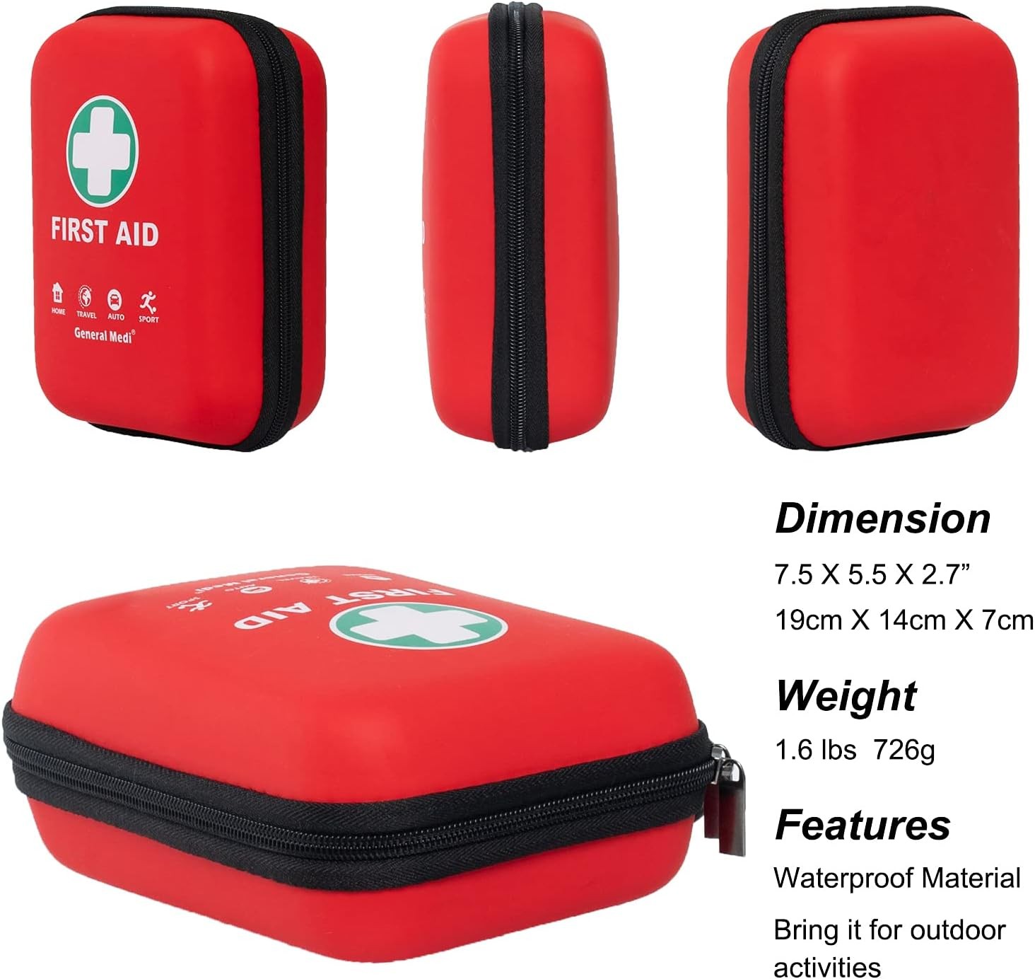 First Aid Kit – 170 Pieces Hard Case and Lightweight – Great for Travel, Home, O