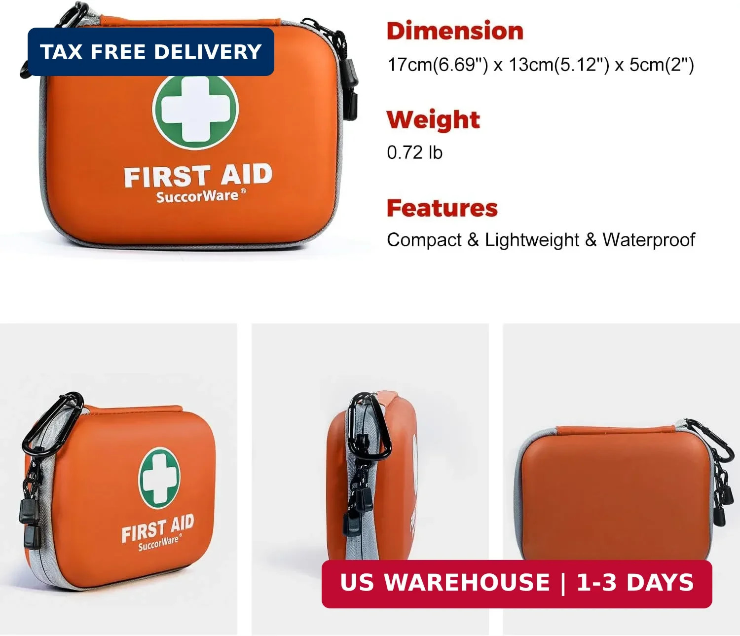 SuccorWare 150 Pieces Mini First Aid Kit – Small Medical Kit with Hard Shell – E