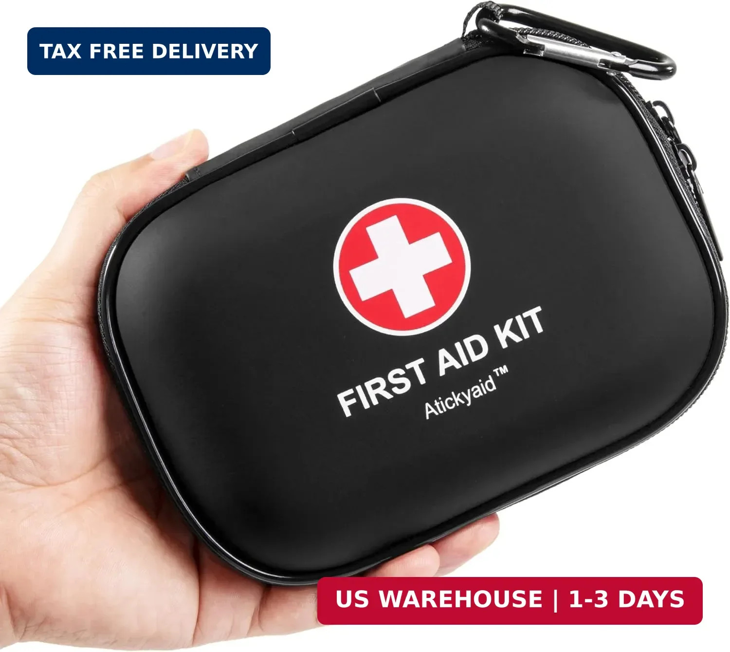 Mini First Aid Kit – 120 Piece Small Waterproof Hard Shell Medical Kit for Car,