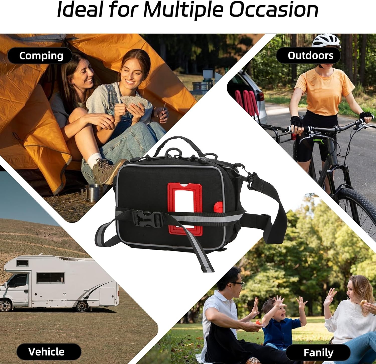 First Aid Bag Empty Emergency First Responder Crossbody Handheld Waist Bag BLACK