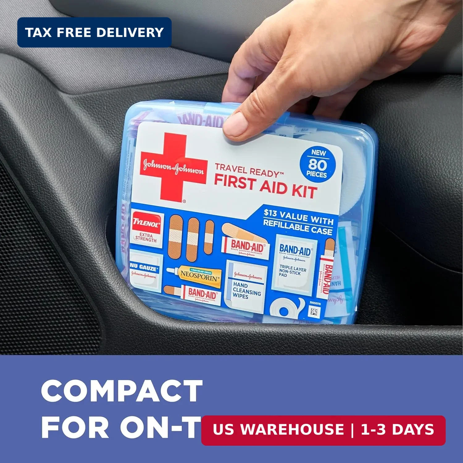 BAND-AID Brand Travel Ready Portable Emergency First Aid Kit, Minor Wound Care,
