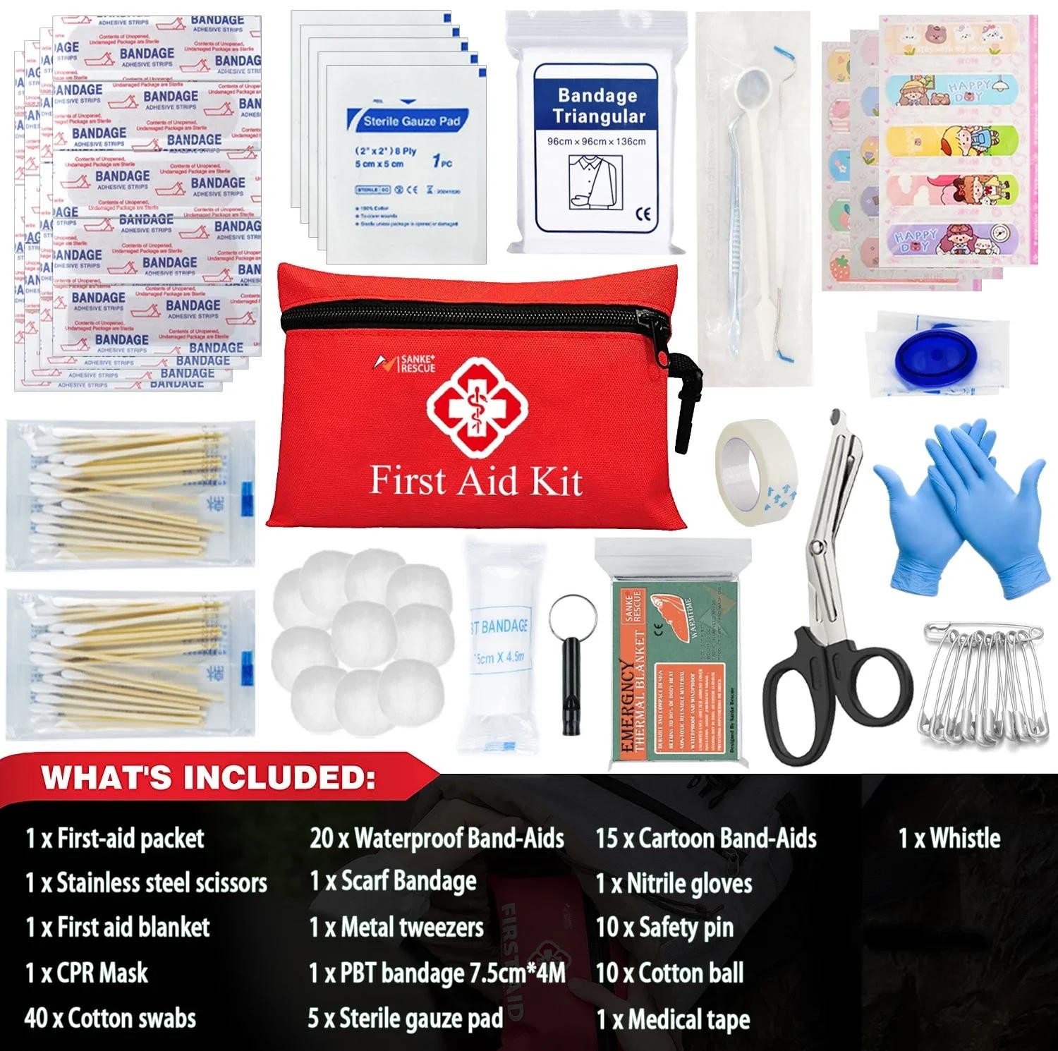 26-330 Pcs First Aid Kit with Carrying Pouch, Outdoor First Aid Kit – Essential