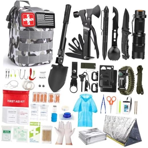 Survival Kit, 251 Pcs Survival Gear First Aid Kit with Molle System Camouflage