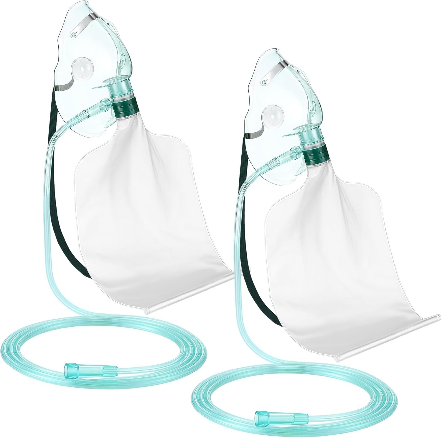 2-Pack XL Non-Rebreather Oxygen Masks w/ Reservoir Bag & 6.6ft Tubing