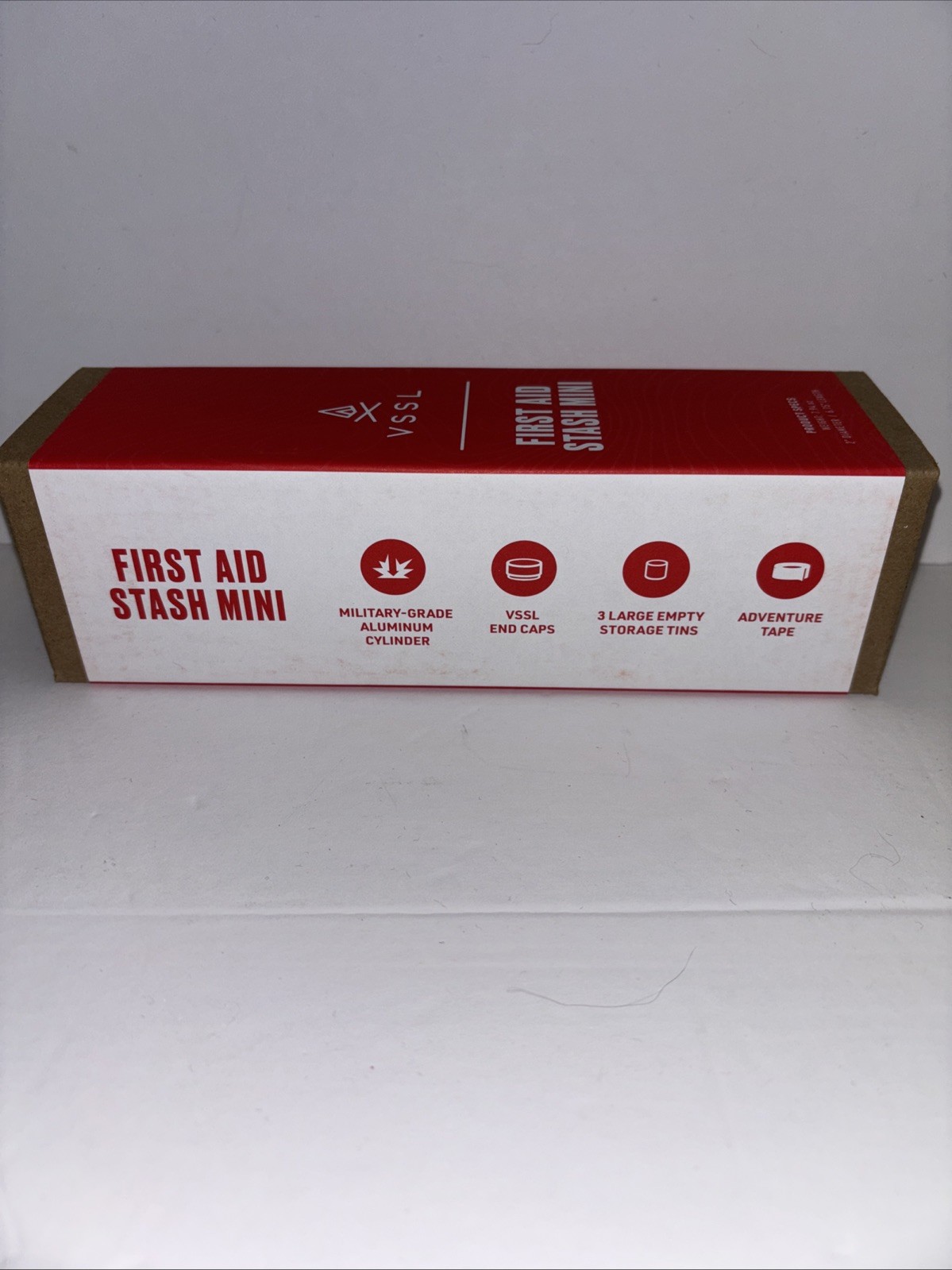 VSSL Mini First Aid Stash Aluminum Cylinder, End Caps, 3 Storage Bins & Tape