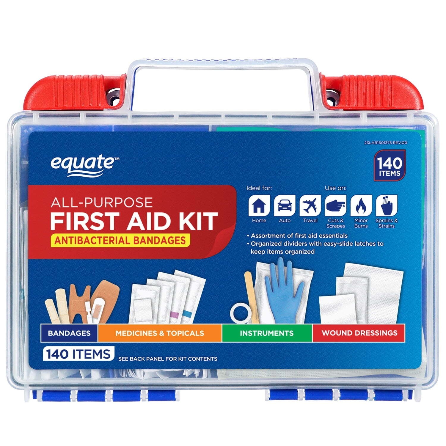 All-Purpose First Aid Kit 140 Pieces Home Auto Travel Office Sports Plastic Case