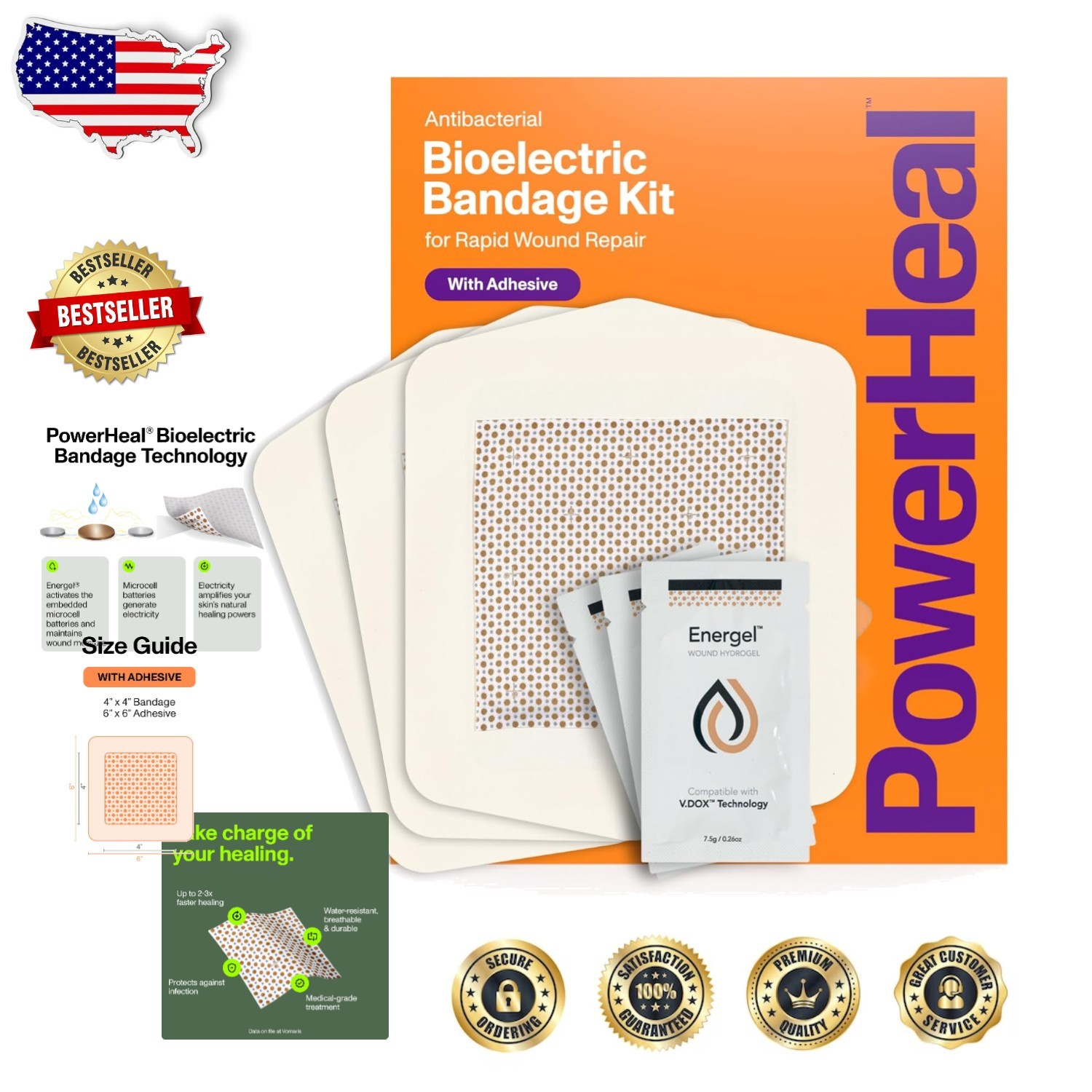 Fast Healing Bioelectric Bandage Kit 3-Pack – 2-3x Faster Wound Care, Sterile…