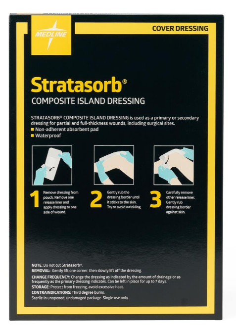 Stratasorb Composite Adhesive Island Wound Dressings, 6" x 7.5" Box of 10