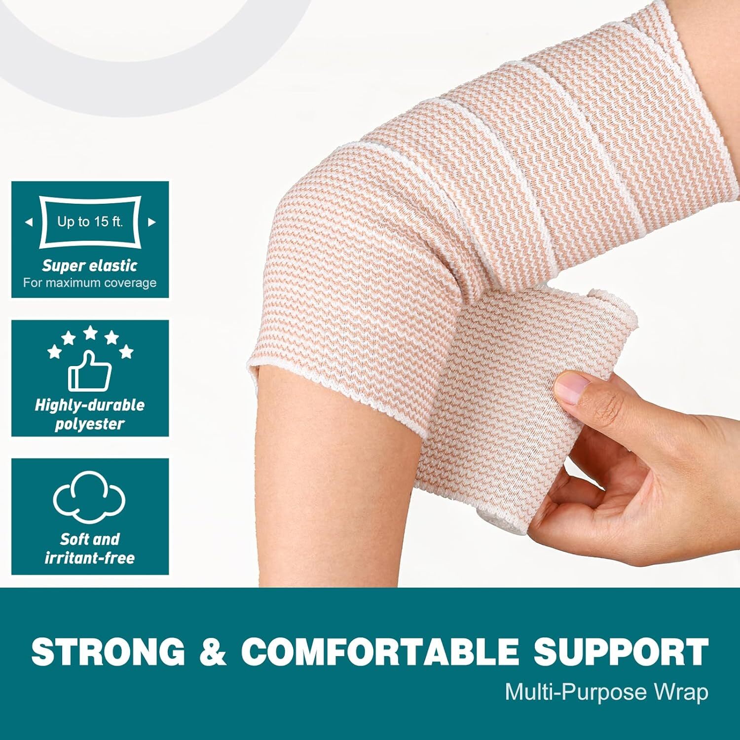 AZEN 4in Premium 2 Pack Elastic Bandage Wrap, Compression Wrap A-2p