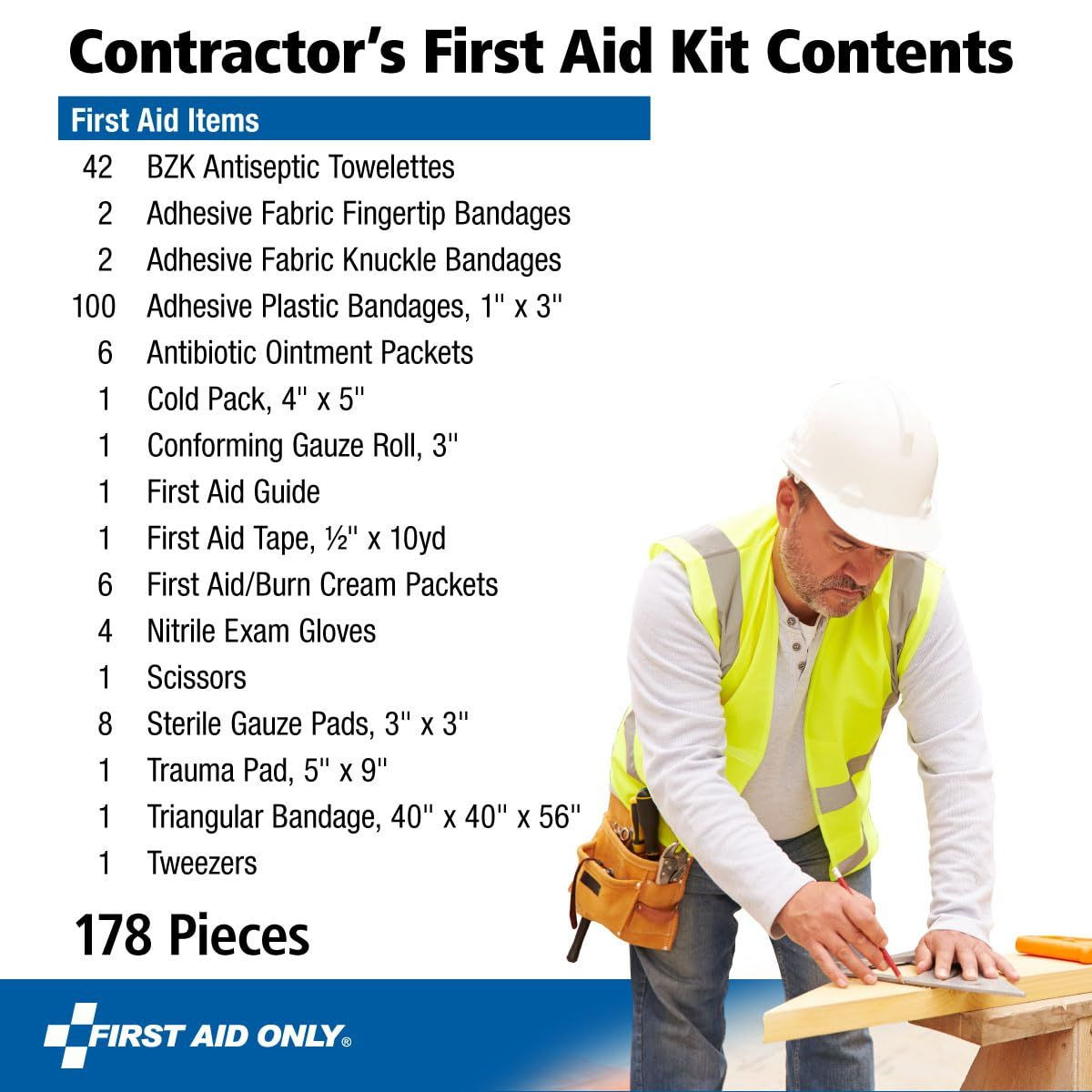 First Aid Only 9302-25M 25-Person Contractor's 178 Piece Set, White