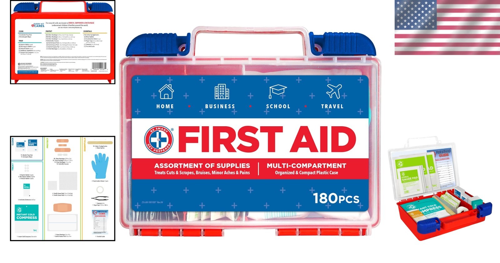Essential 180 Piece First Aid Kit – Perfect for Home, Travel, and Outdoor Safety