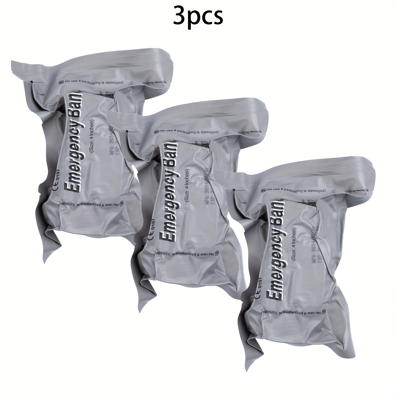 6 PACK 4" Trauma Bandage Emergency Israeli Style Battle Wound Dressing First Aid