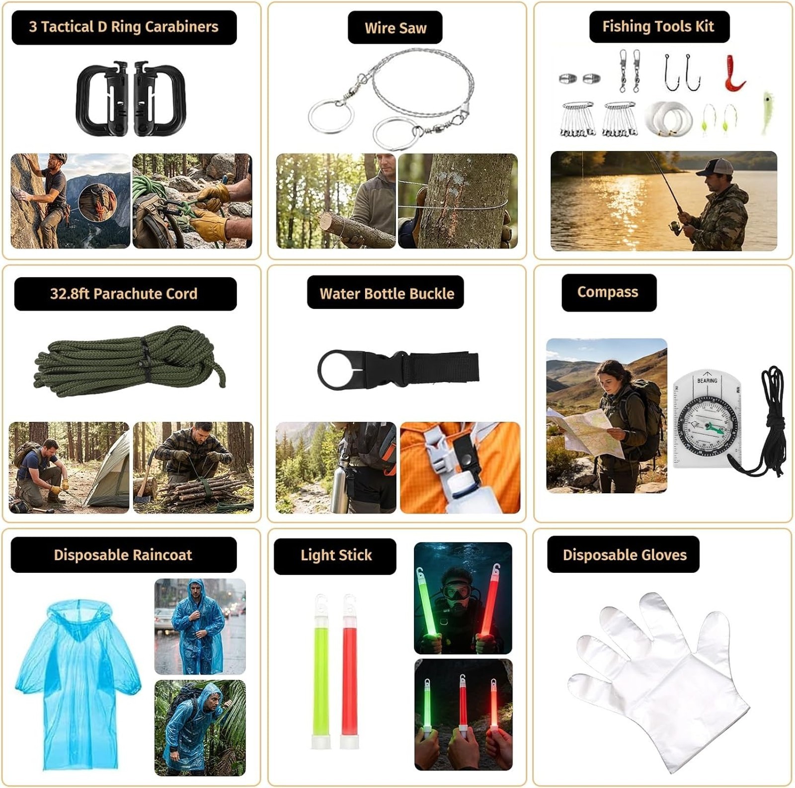 Survival Kit 294 Pcs Survival Gear First Aid Kit with Molle System Bag Emergency