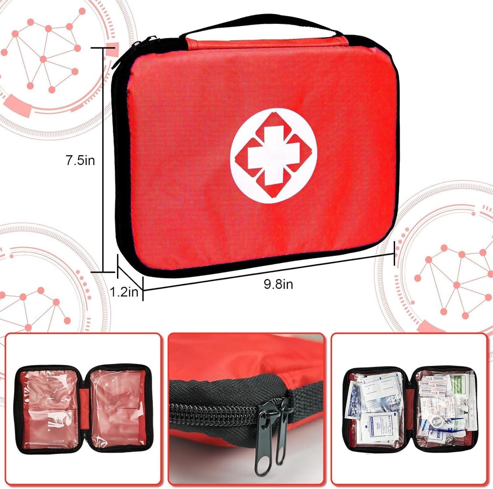 Travel First Aid Kit Car Home 300PCS Survival Set Portable Emergency Red Outdoor