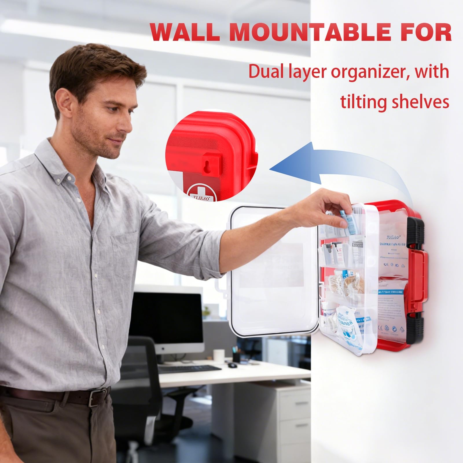 400 Pieces All-Purpose First Aid Kit – Organized Dual-Layer Wall – Profession…