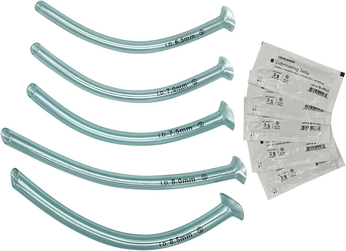 Endure Nasopharyngeal Airway Emergency Kit – 5 Sizes + 5 Packs Lubricating Jelly