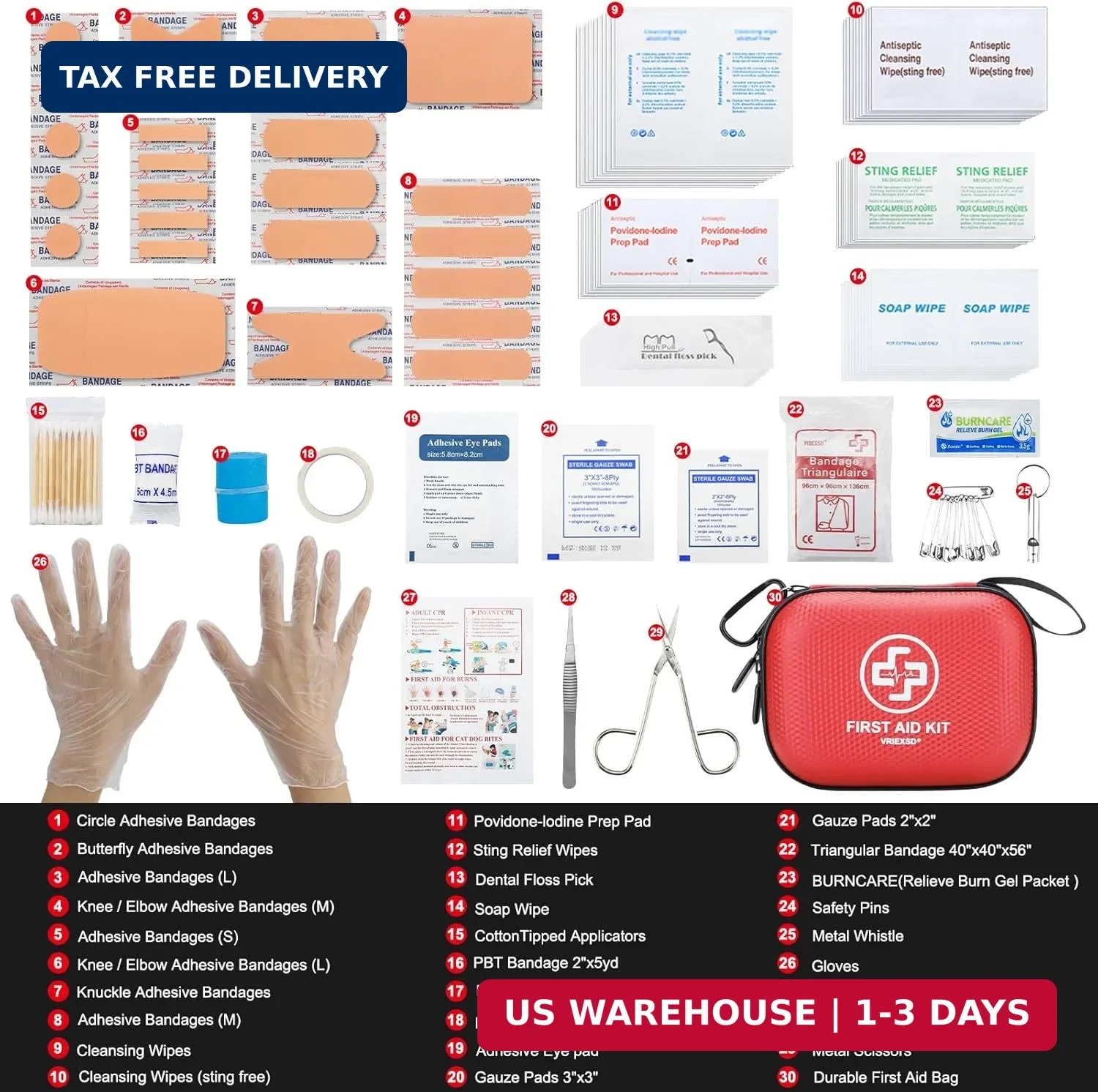 Mini First Aid Kit – 150 Piece Small Waterproof Hard Shell Medical Kit for Home,