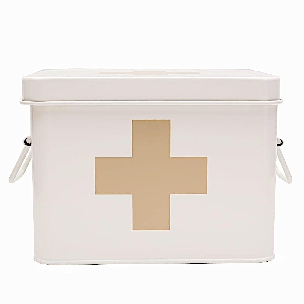 Lassos Boutique Retro Enameled First 8.5×6.25×6 Inch (Pack of 1), White/Tan