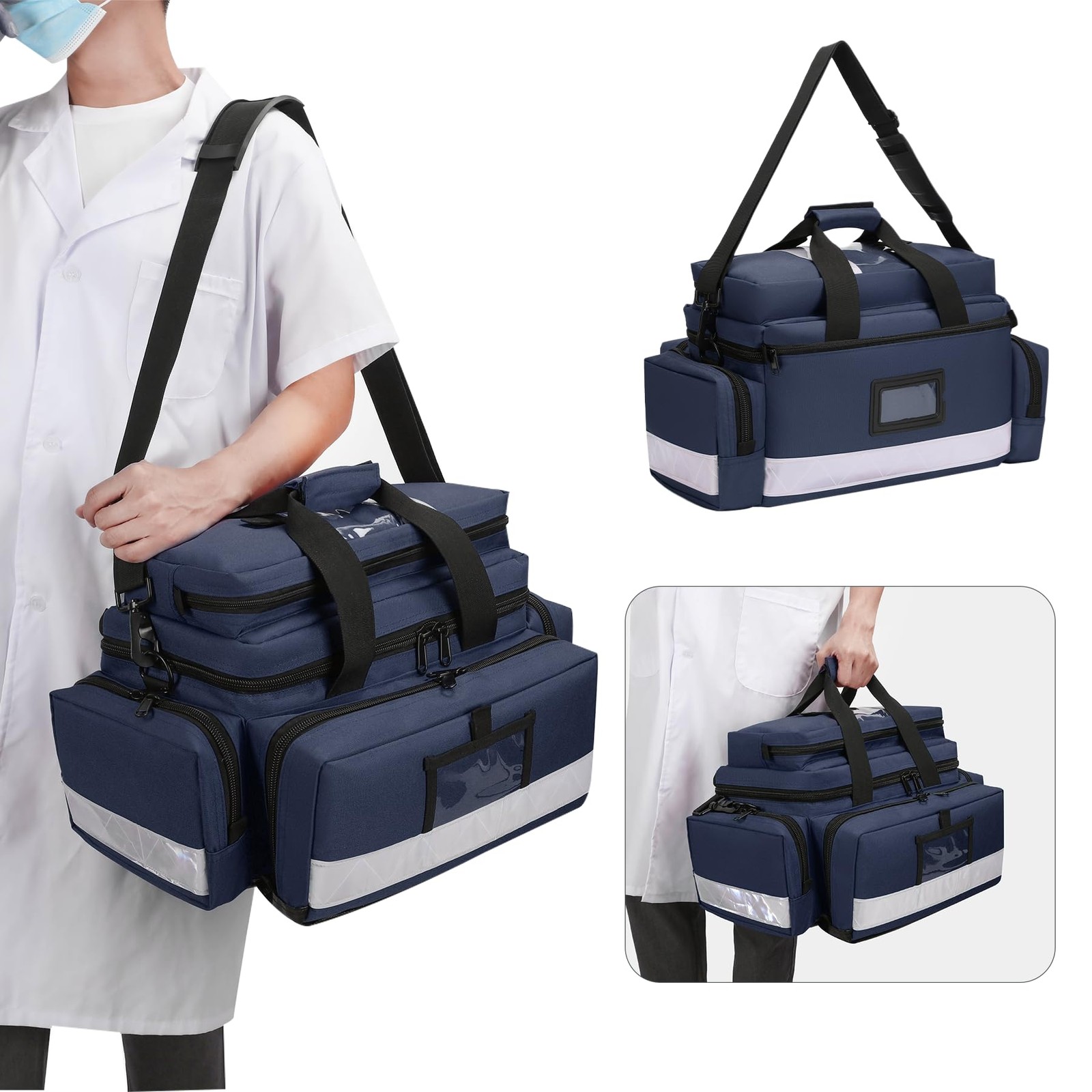 First Aid Bag Empty Medical Bag with Detachable Dividers First Aid Kit Organi…