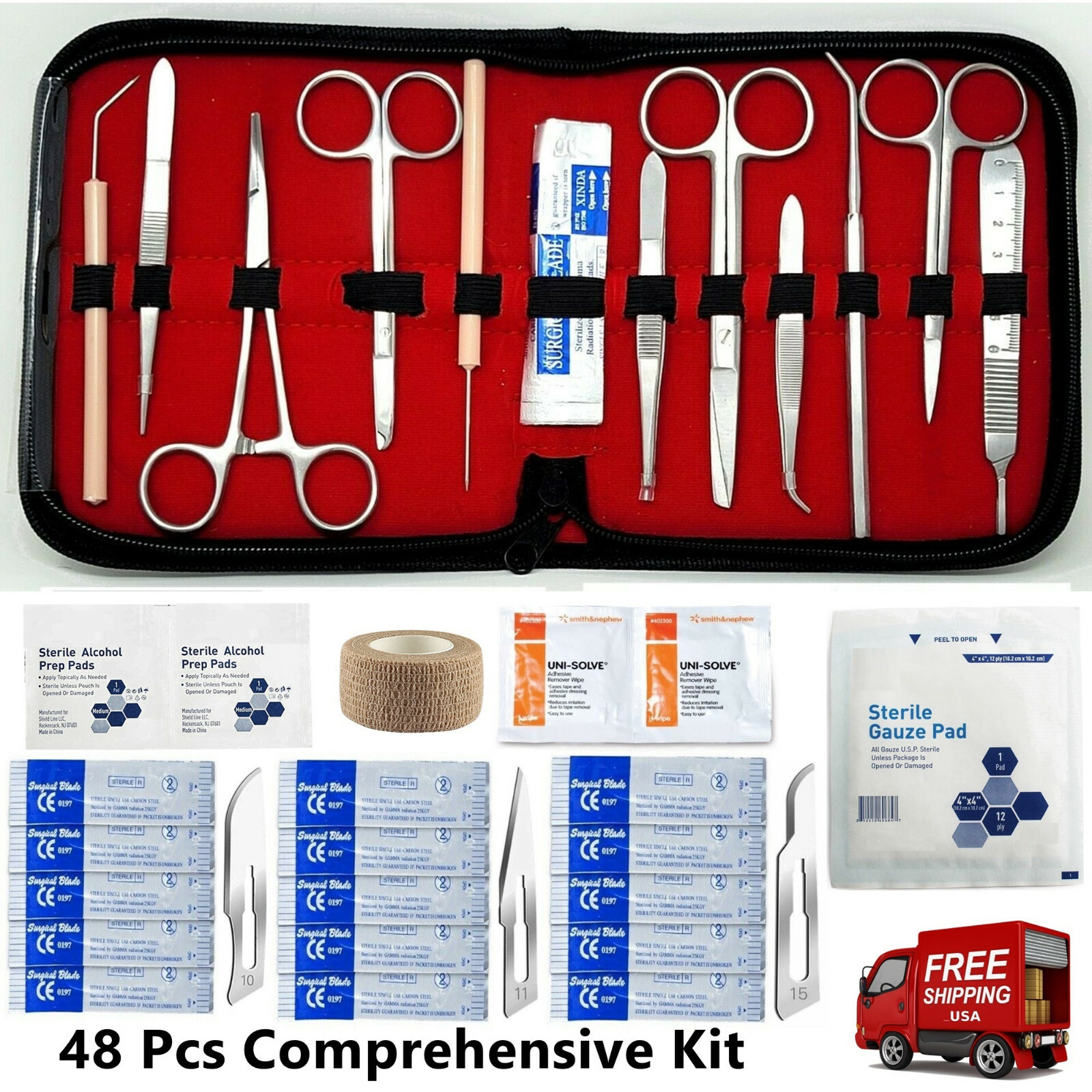 Surgical Suture Kit Basic First Aid Set Suture Emergency Trauma Survival Pack