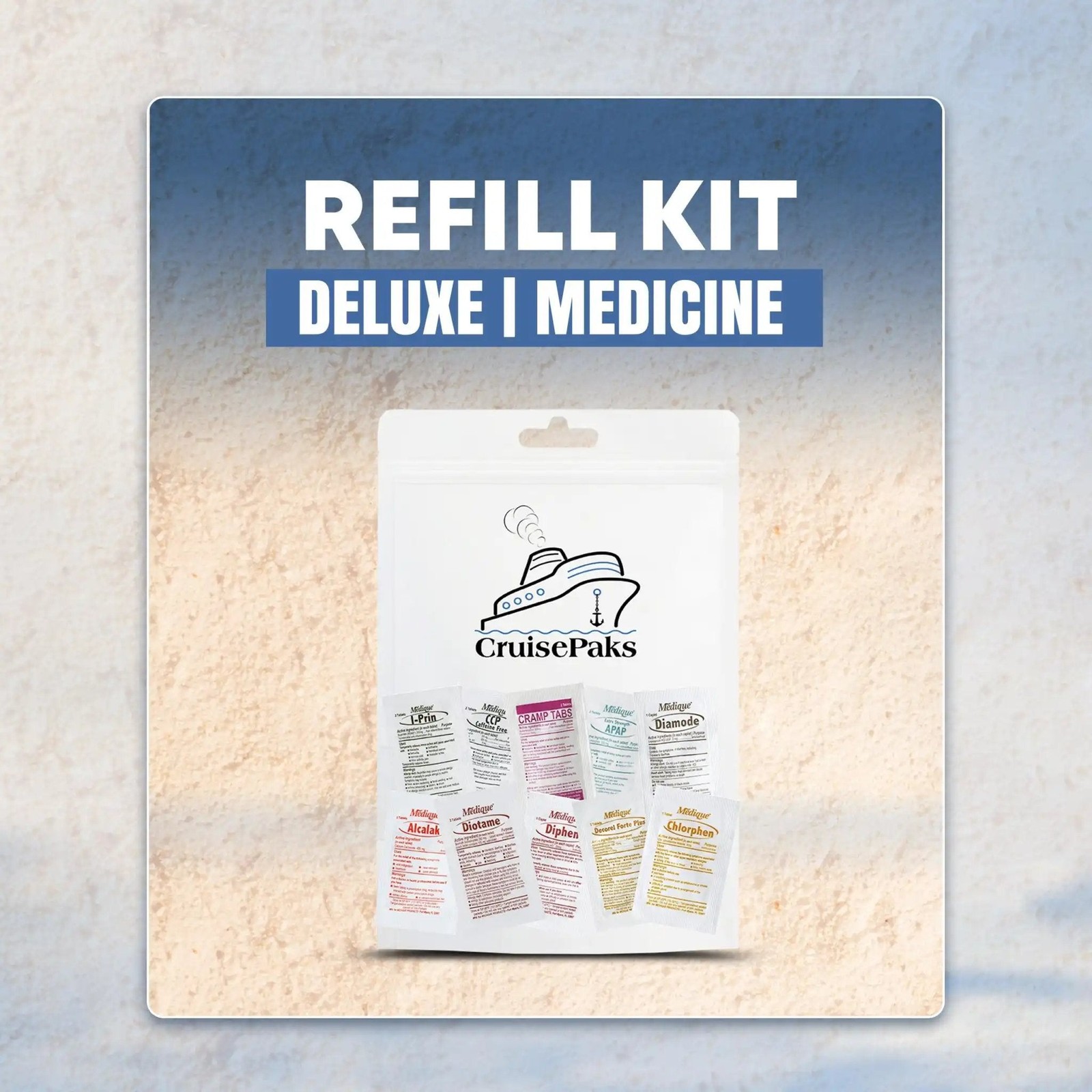 Cruise Essentials Travel First-aid Refill-Kit Deluxe IFAK Designed For Cruisers