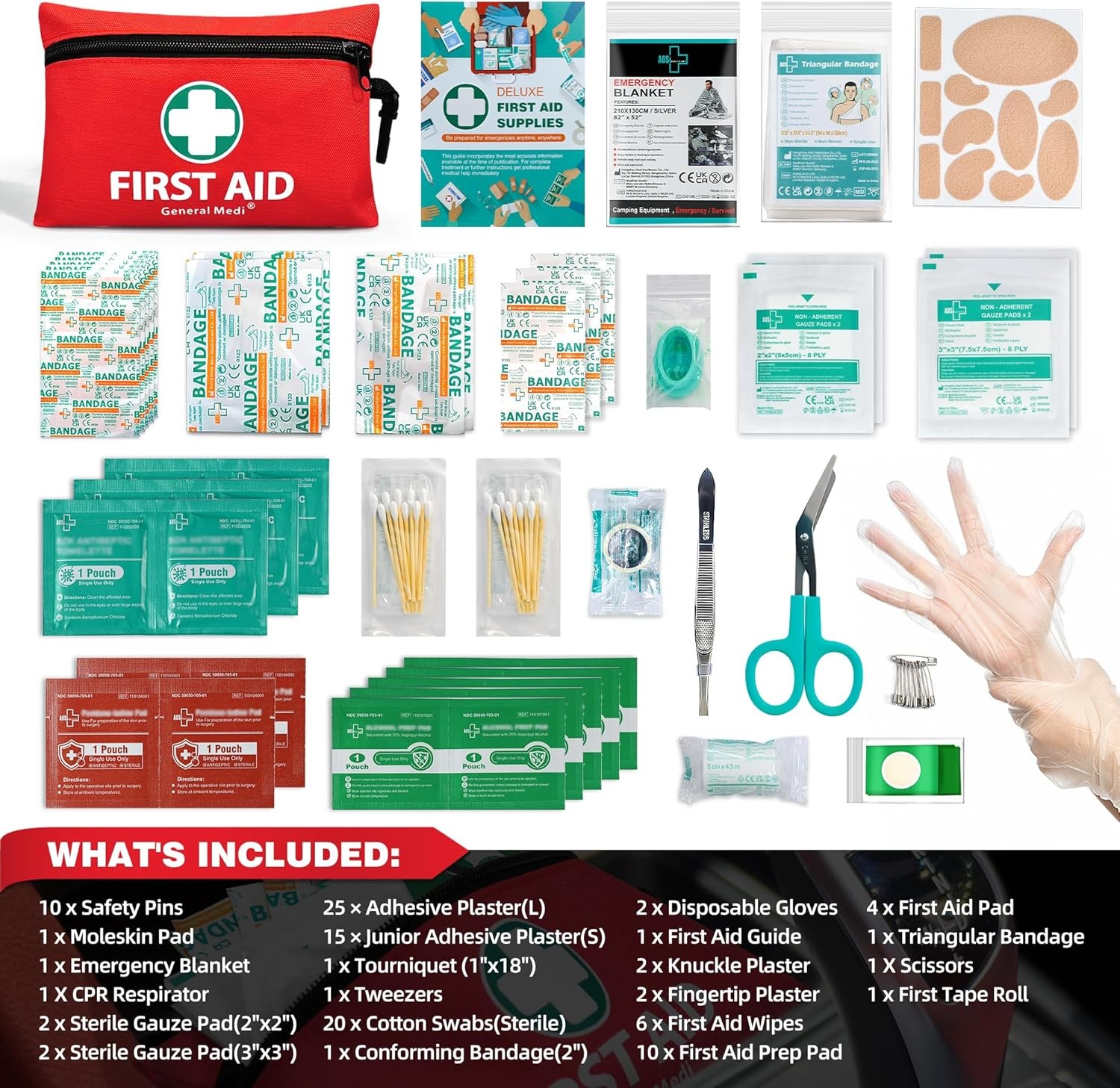 General Medi Mini First Aid Kit – 110 Pieces, Red Case