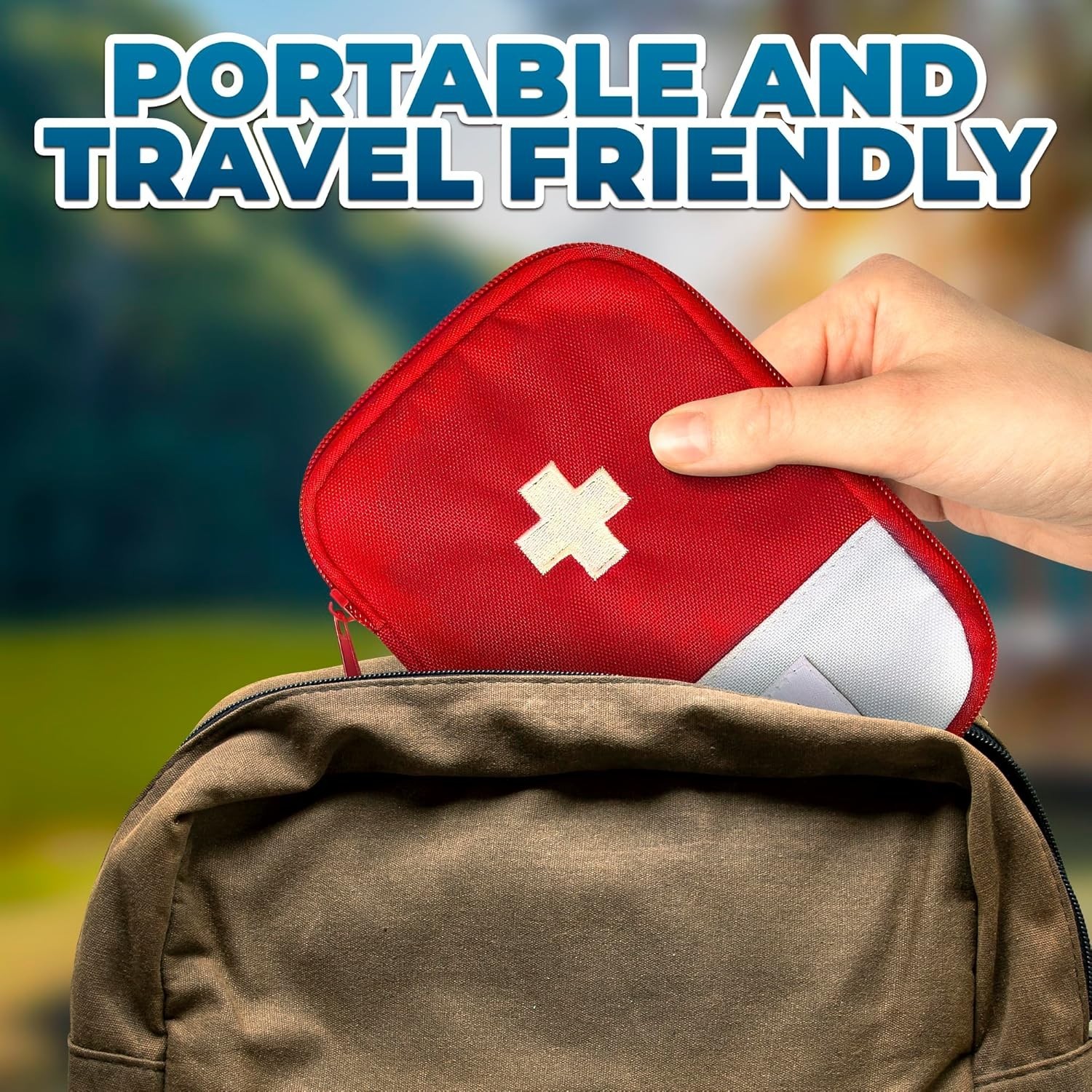 2 Pcs Empty First Aid Bag Travel Portable Medical Pouch Zipper Closure Red Blue