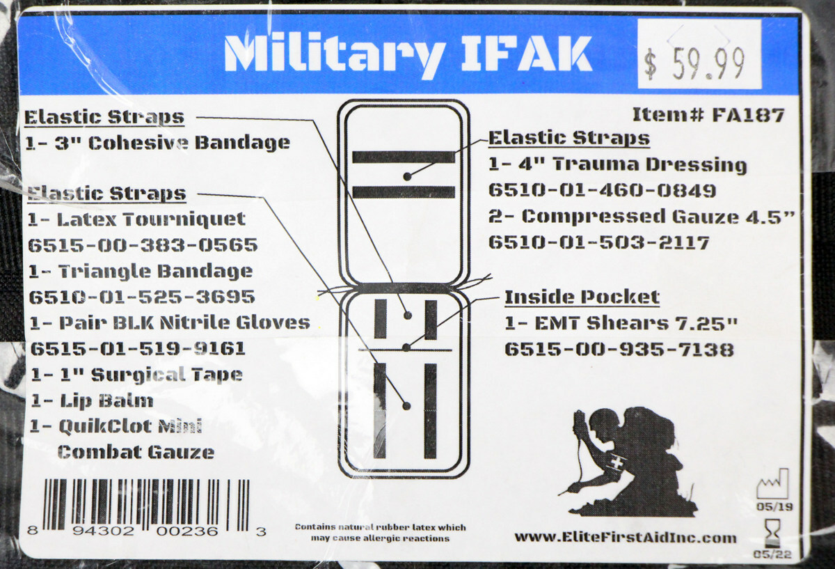 Military IFAK Kit First Responders Survival Prepper Full Elite First Aid FA187