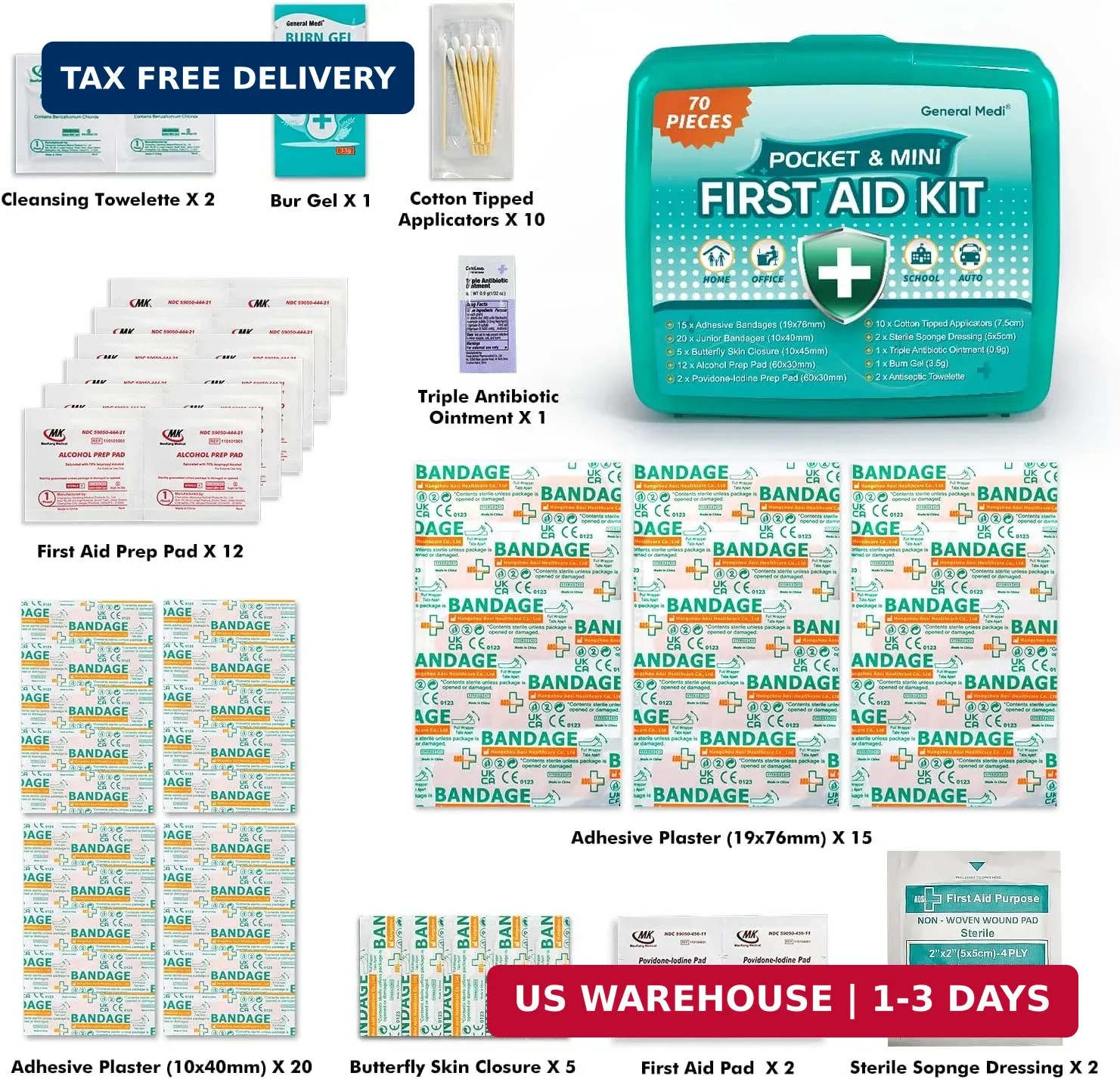 420PCS First Aid Kit 6 Pack 70PCS Each Travel Home Office Car Medical Supplies
