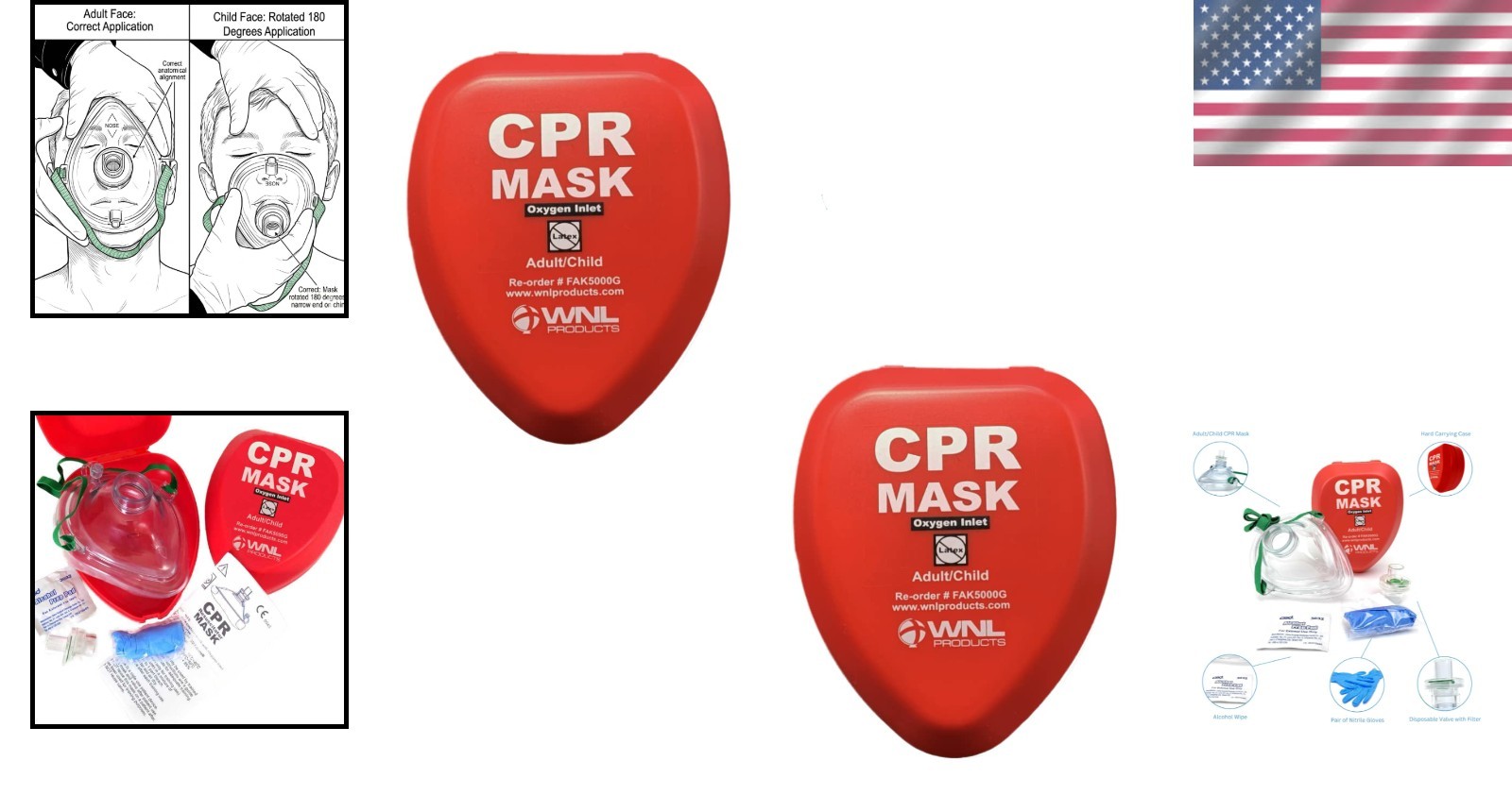 Portable Adult/Child CPR Rescue Mask Kit with Hard Case – 2-Pack Emergency Set