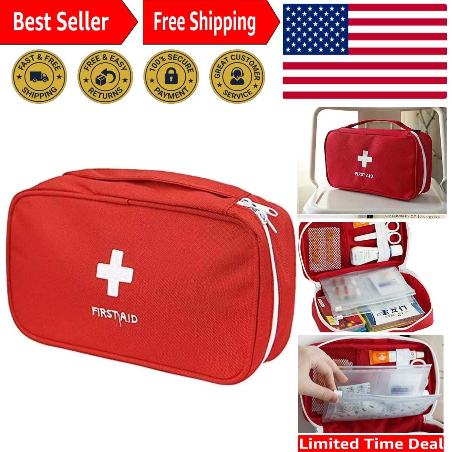 Versatile First Aid Bag – Perfect for Home, Office, and Adventure – Lightweight