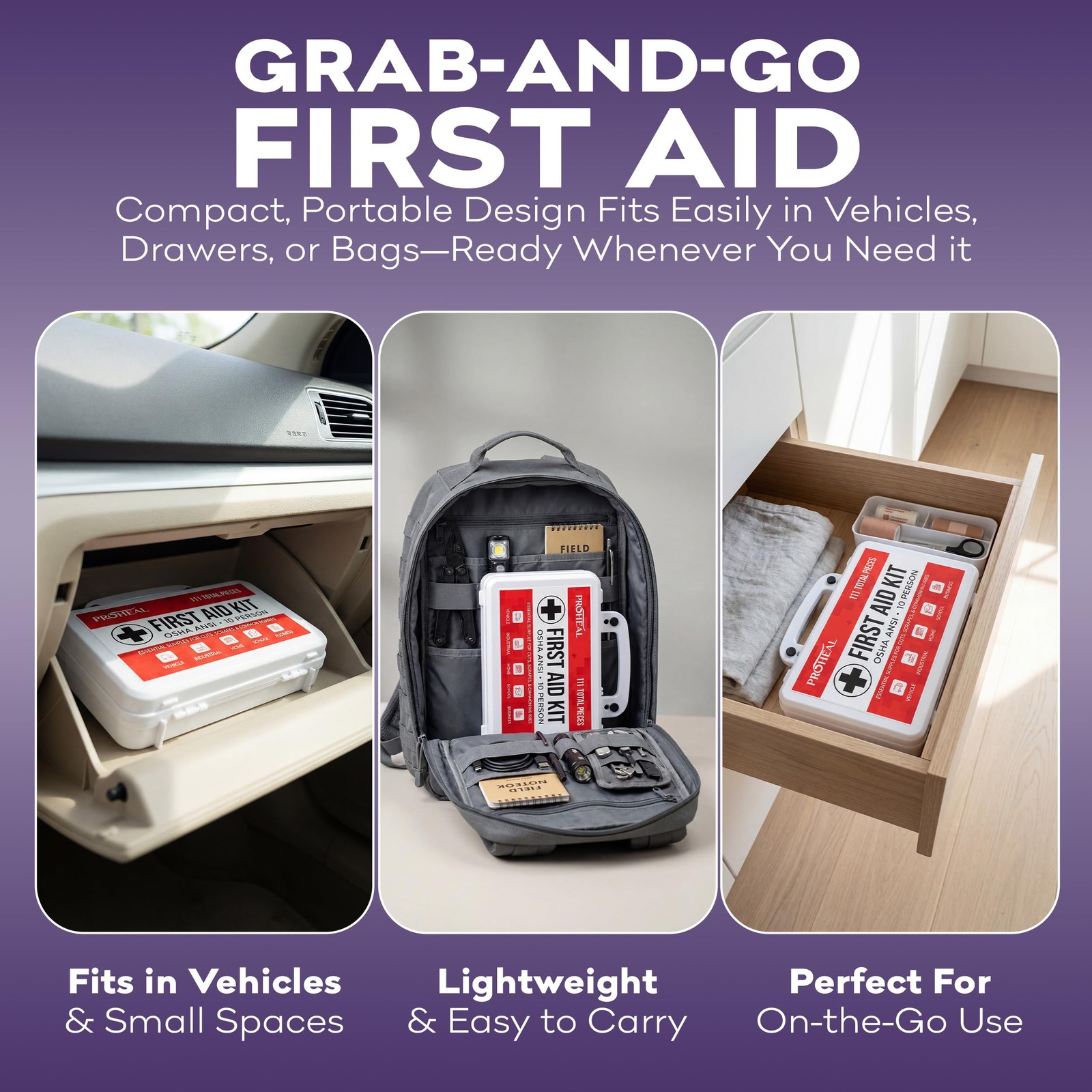 ProHeal OSHA First Aid Kit ANSI Class A Type III 111 Pcs Business Office Truck