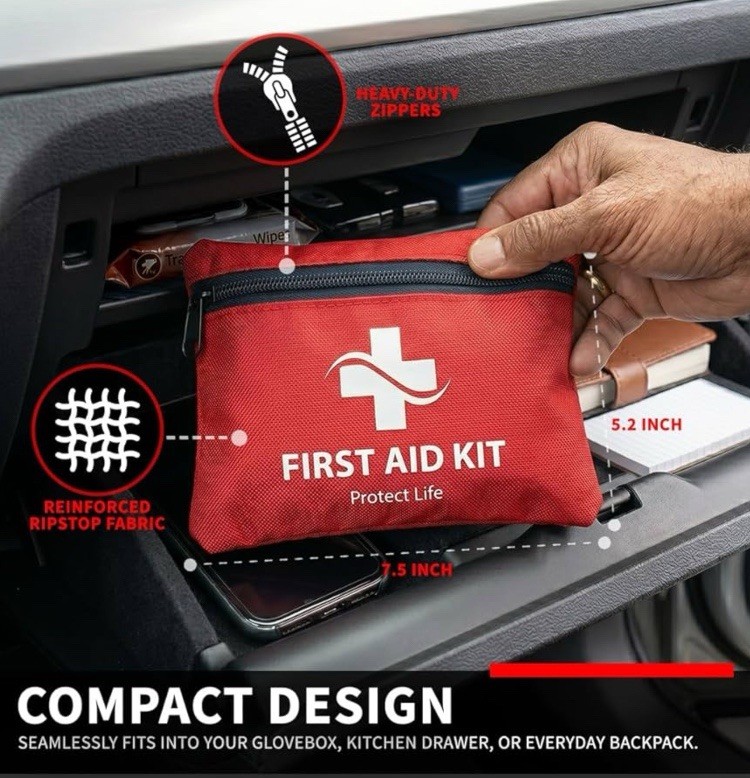 Protect Life Mini First Aid Kit, 100 piece Waterproof Emergency Kit