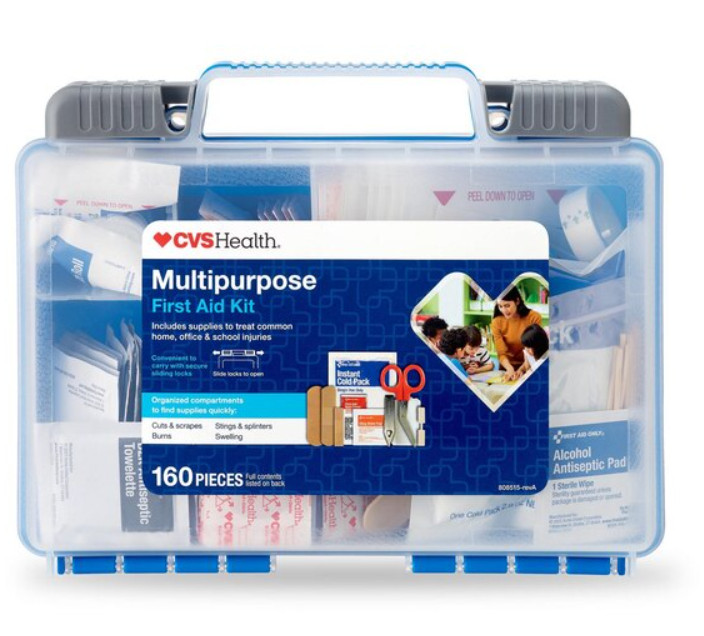 CVS Health Multi-Purpose 160pc Plastic First Aid Kit exp 02/2028