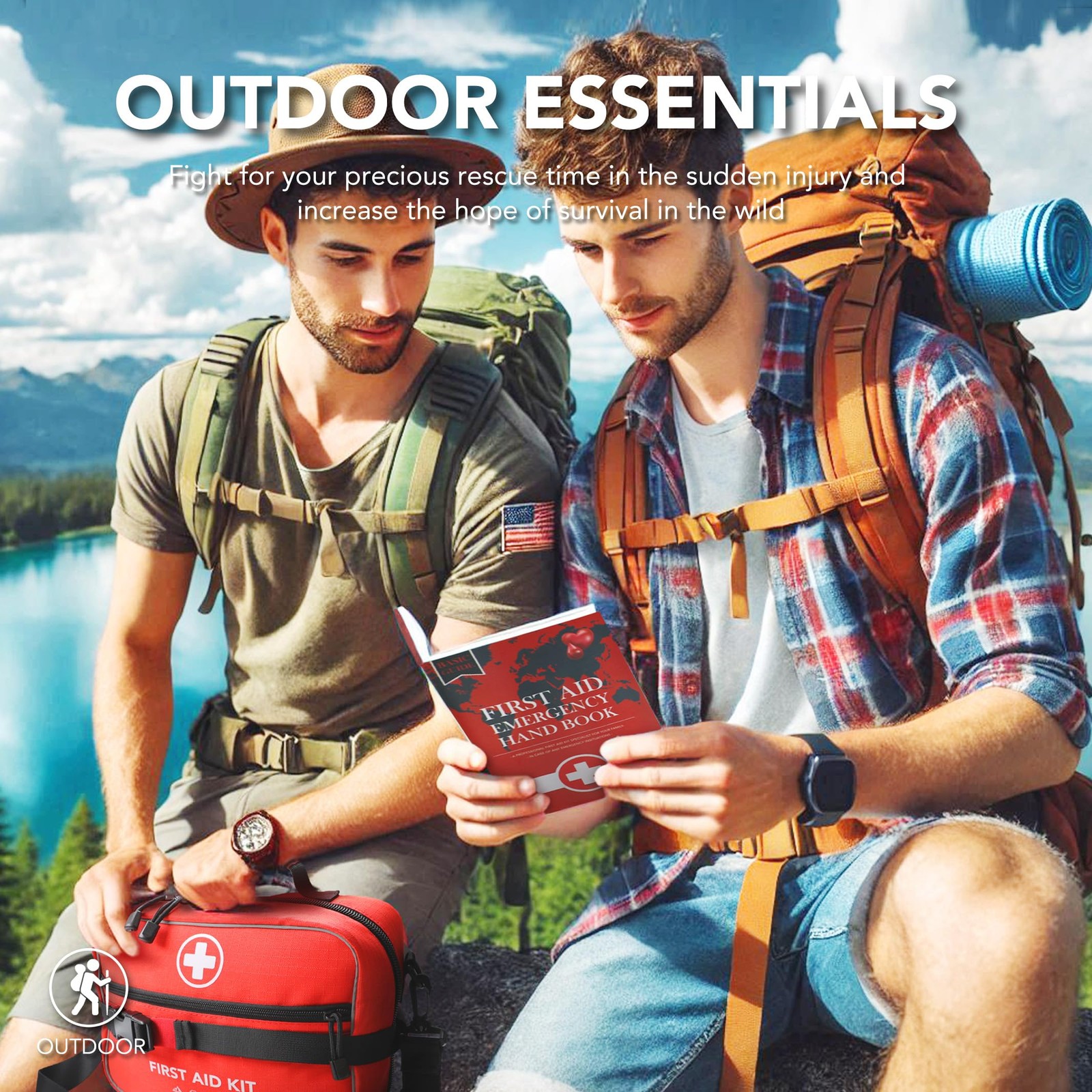 430 Piece First Aid Kit, Well-Organized Premium Waterproof Compact Trauma Red